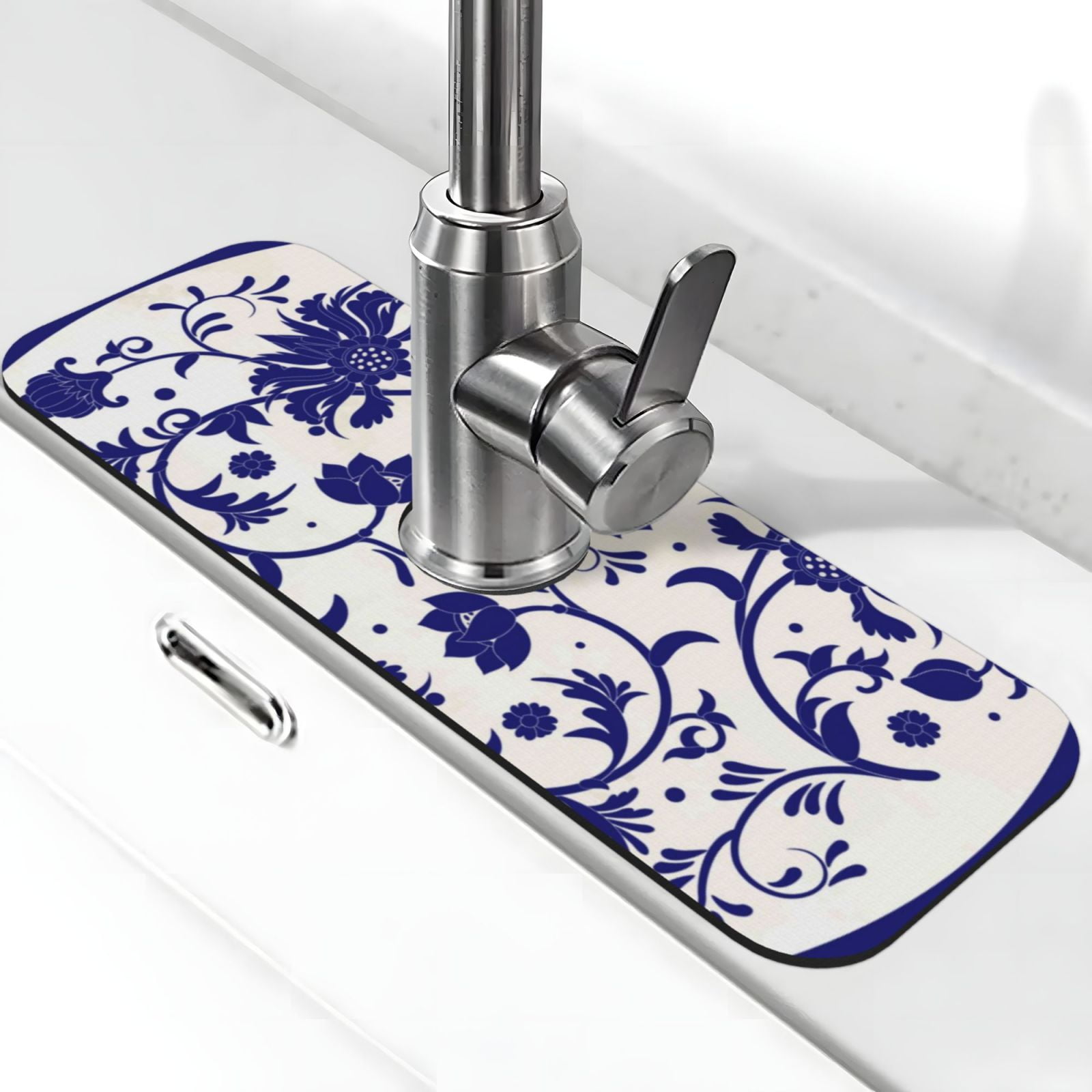 Coaee Blue And White Porcelain Pattern for Kitchen Sink Splash Guard ...
