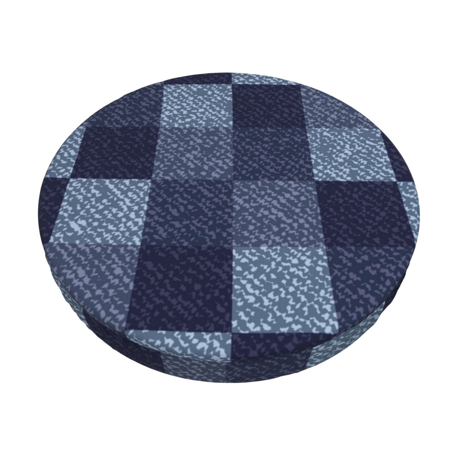 Coaee Blue Gingham Buffalo Check Round Bar Stool Seat Covers Washable Stool Cushion Covers with