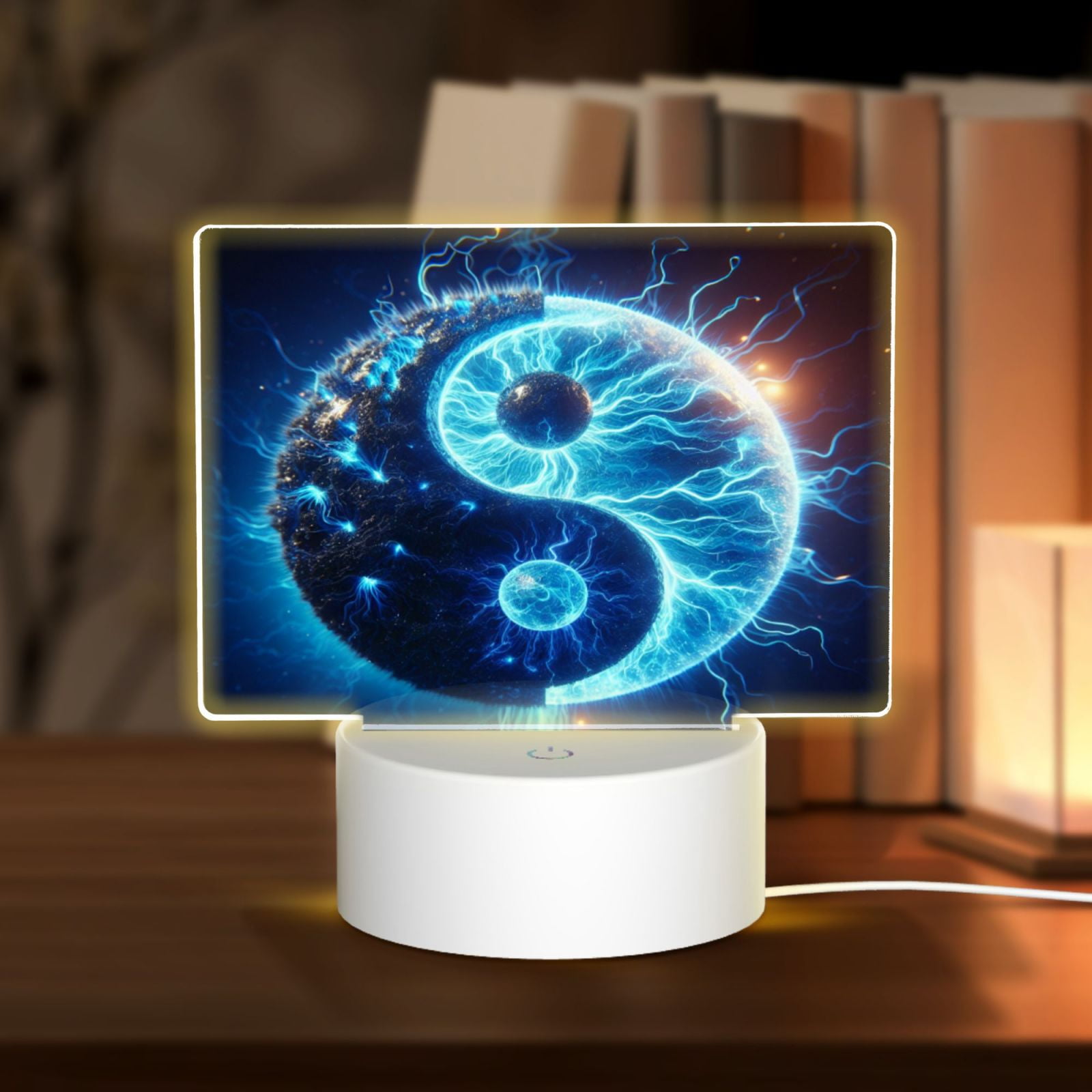 Coaee Blue Yin And Yang for Rectangular Acrylic LED Desk Lamp 3 Color ...