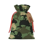 Coaee Camouflage Shark for Christmas Linen Bags with Drawstrings Reusable Christmas Linen Party Small Presents Wrapping Bags-Small