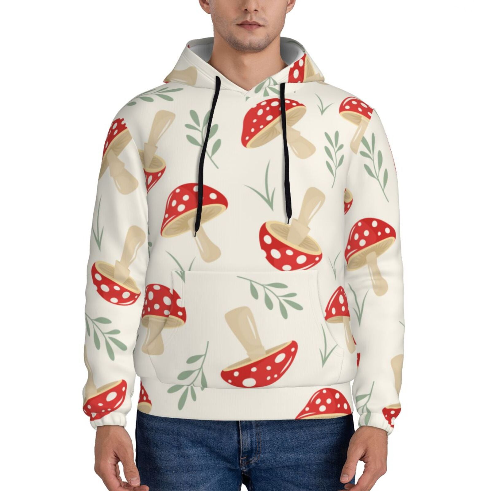 Coaee Cartoon Flat Mushrooms for Adult Hoodie Pullover Sweatshirt for