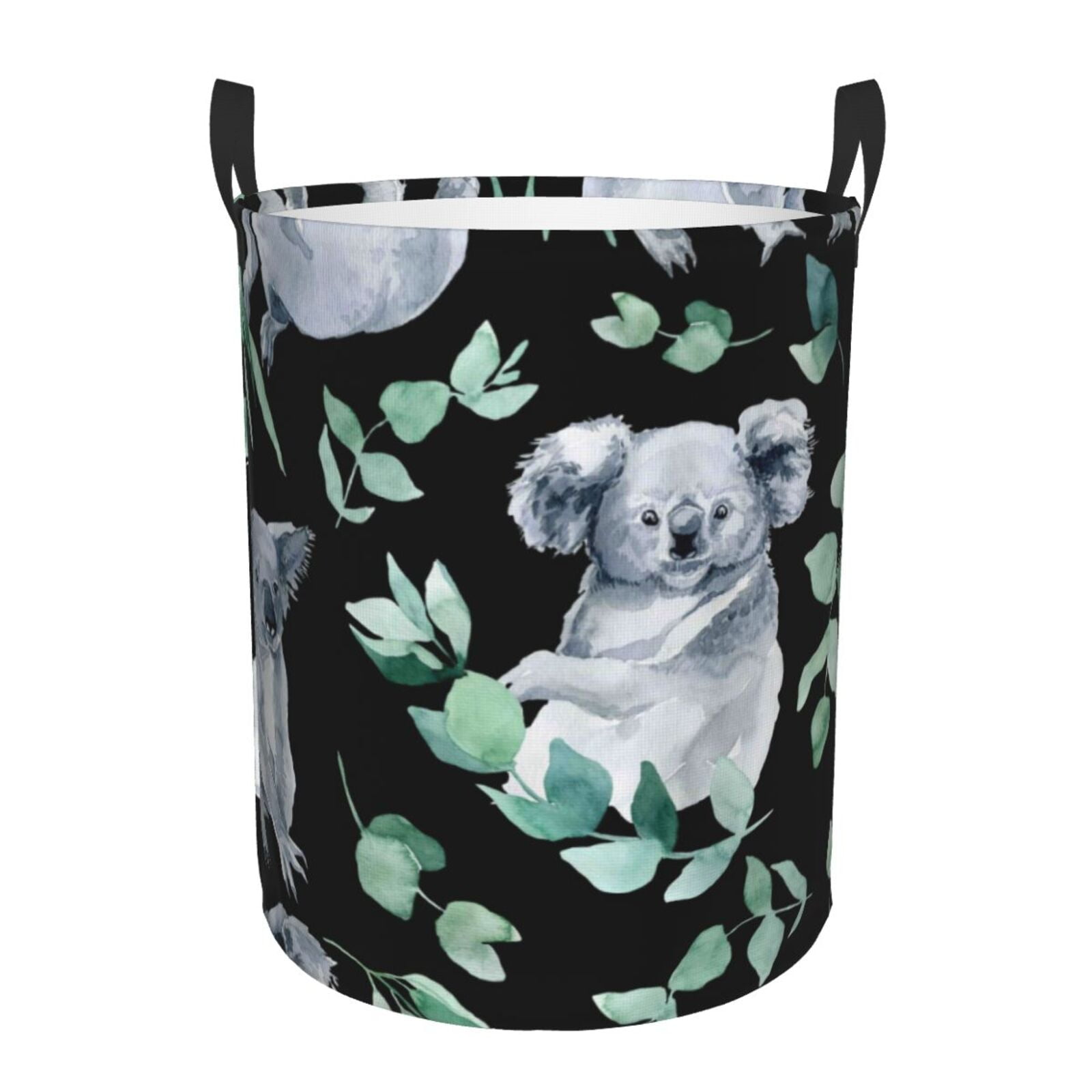 Coaee Cartoon Koala Bear Laundry Basket with Handle, Waterproof Round