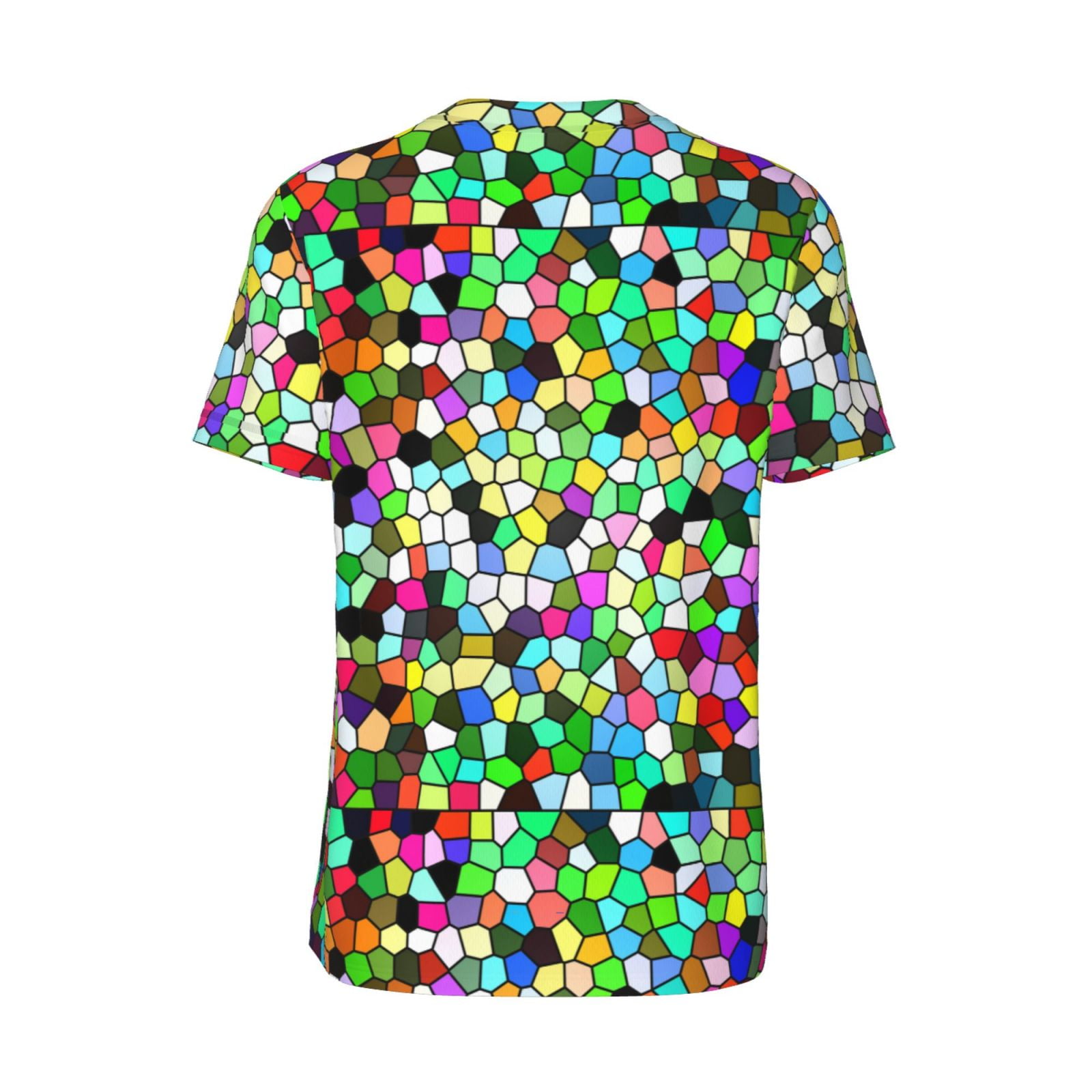 Coaee Colorful Tie Dye Stained Glass for Men's Baseball Tshirt Casual