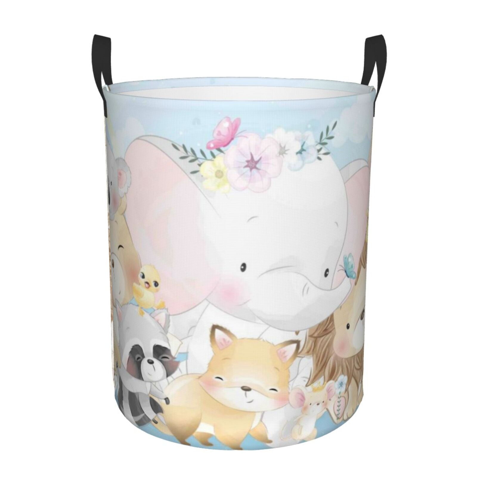 Coaee Cute Animals Laundry Basket with Handle, Waterproof Round ...