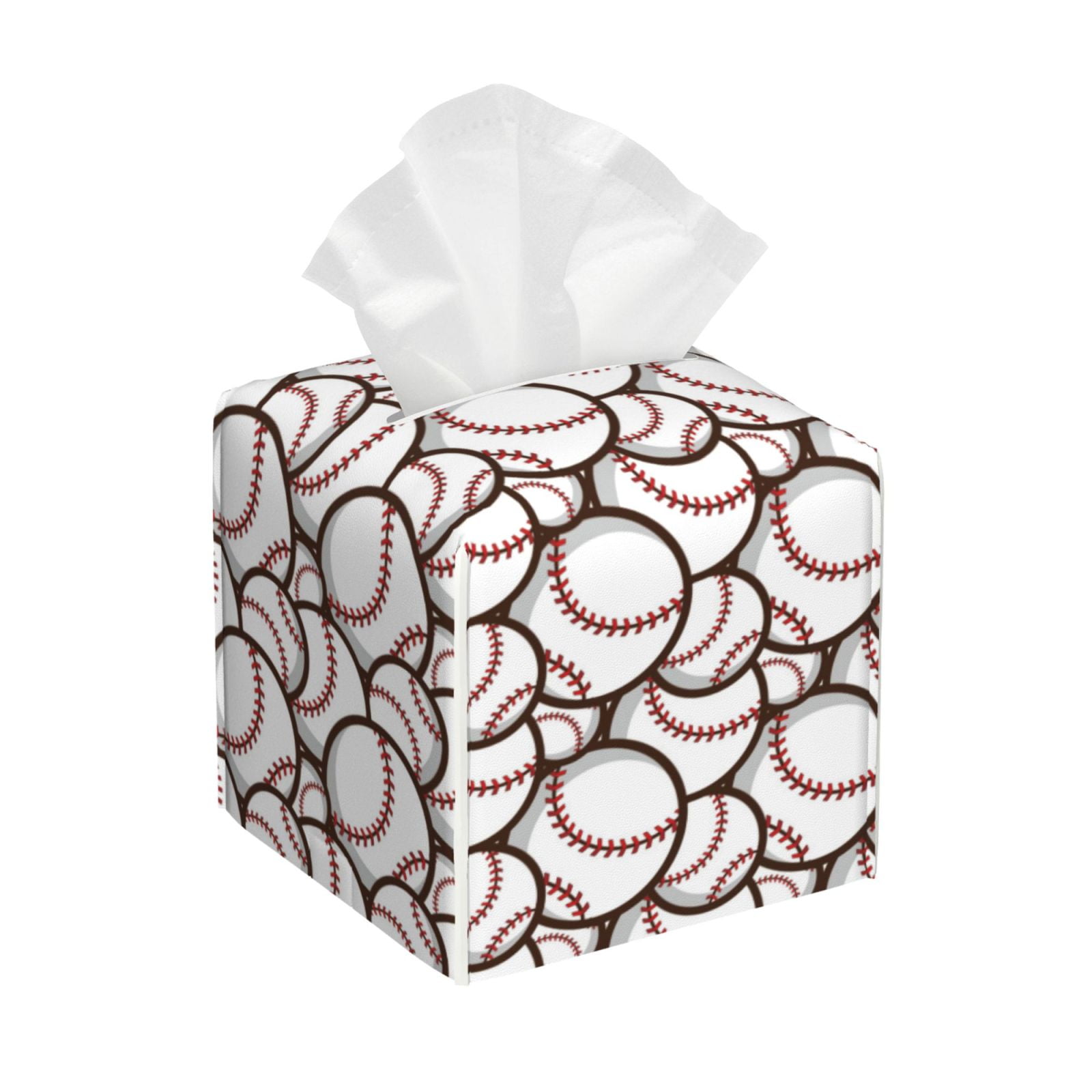 Coaee Cute Baseball for Leather Tissue Box Cover Square Tissue Box