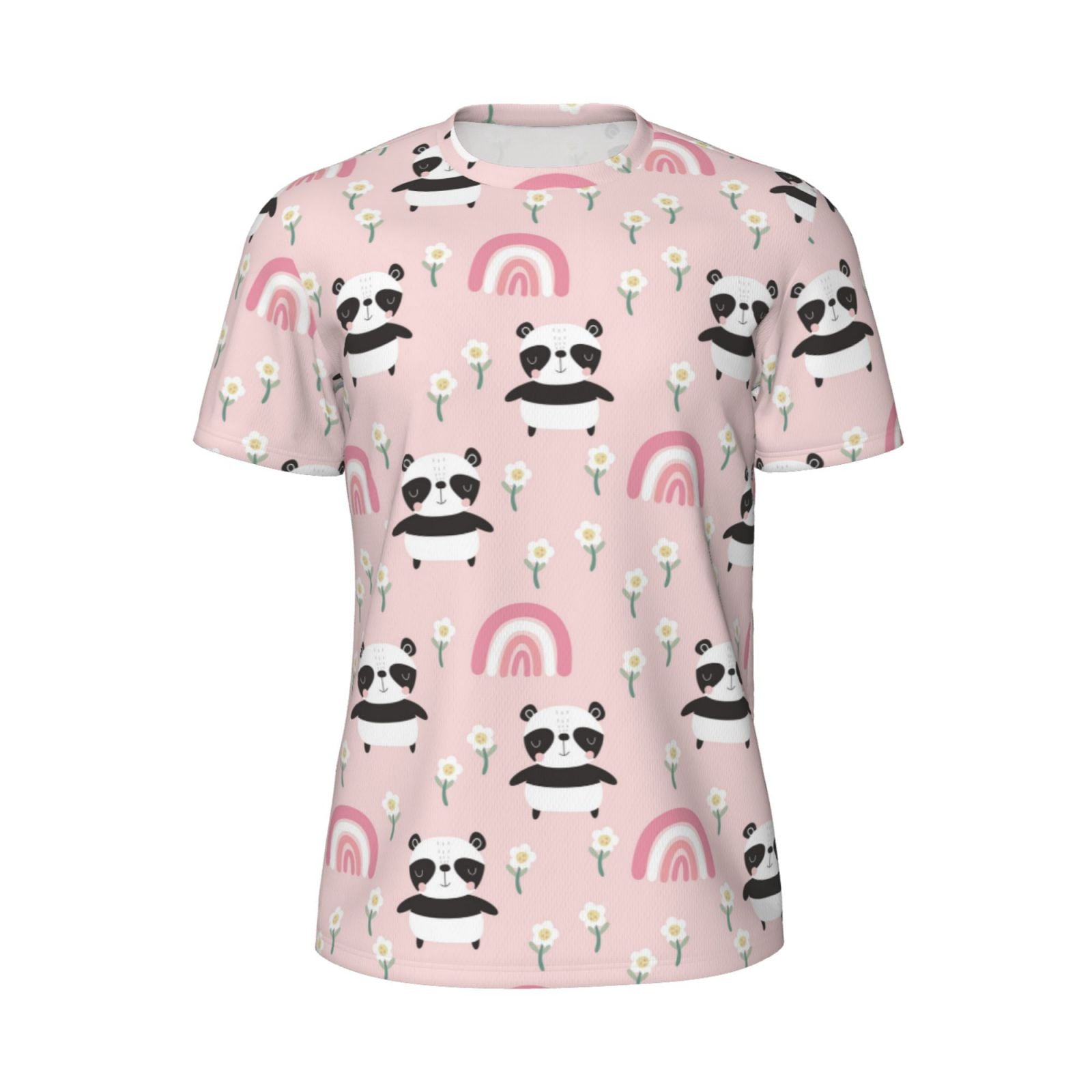 Coaee Cute Cartoon Panda for Men's ShortSleeved Mesh TShirt Quick Dry