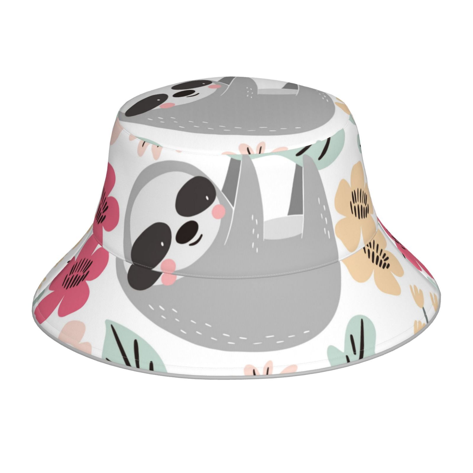 Coaee Cute Cartoon Sloth Double-Sided Reflective Strip Sun Hat Bucket ...