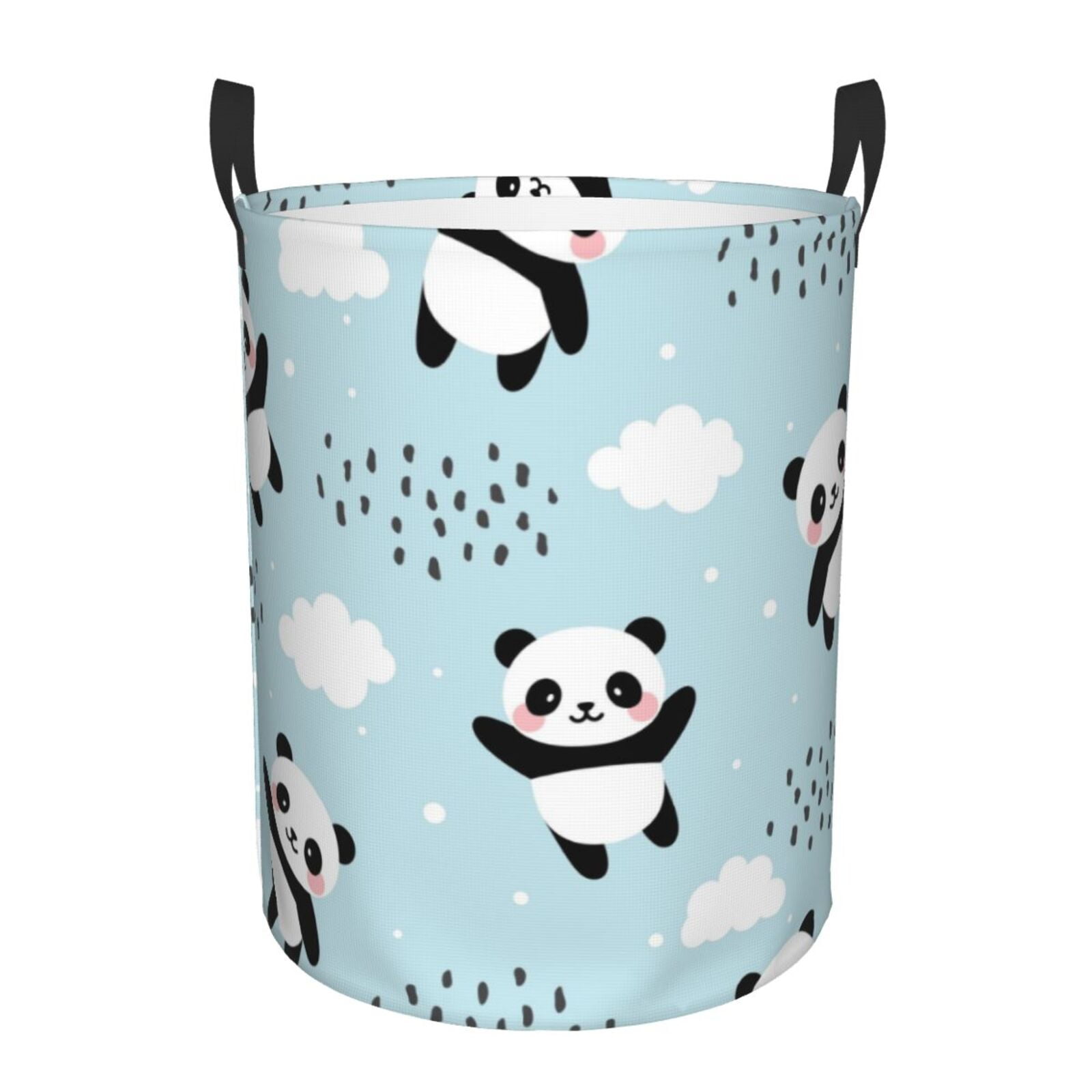 Coaee Cute Panda Bear Laundry Basket with Handle, Waterproof Round
