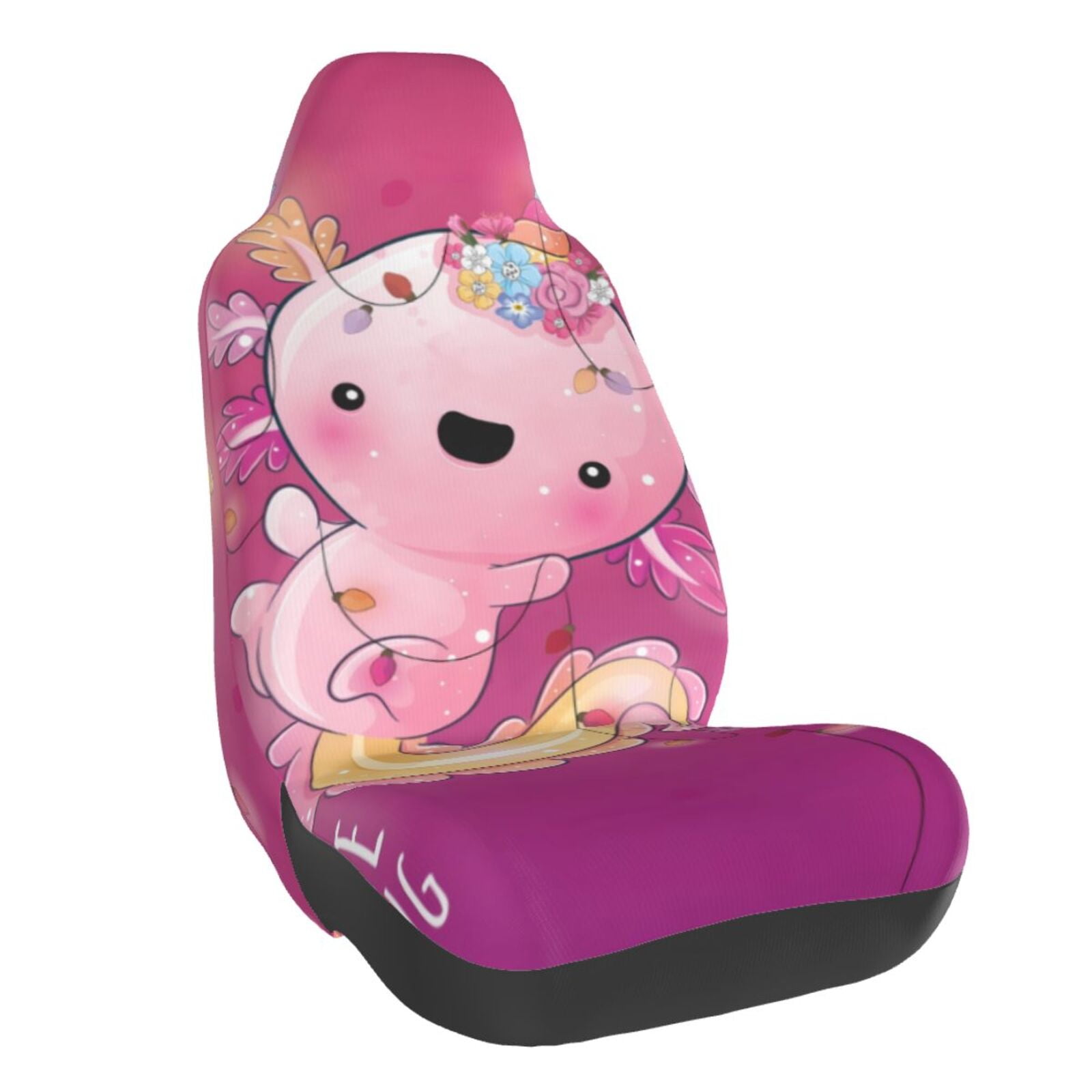 Pink Silhouette Cat Print Car Seat Covers