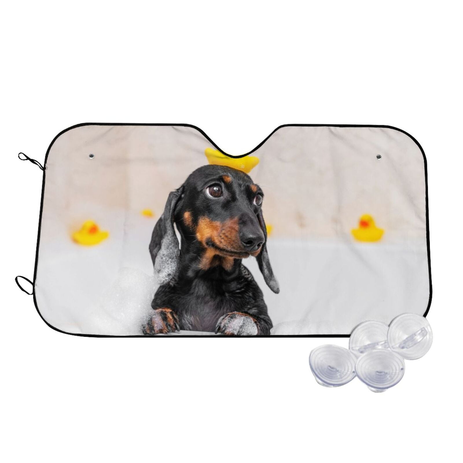 Coaee Dachshund Sitting In Bathtub Car Windshield Sunshade,Uv Rays Sun