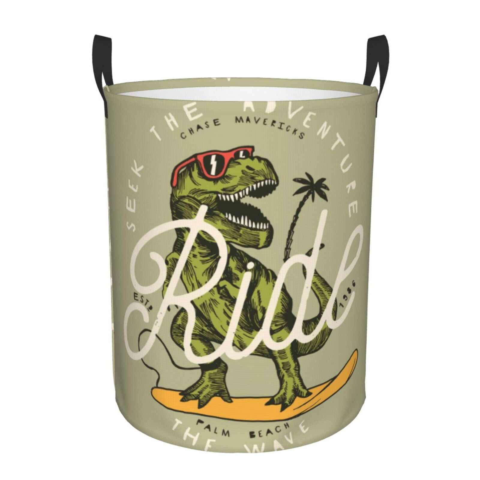 Coaee Dinosaur Laundry Basket with Handle, Waterproof Round Collapsible