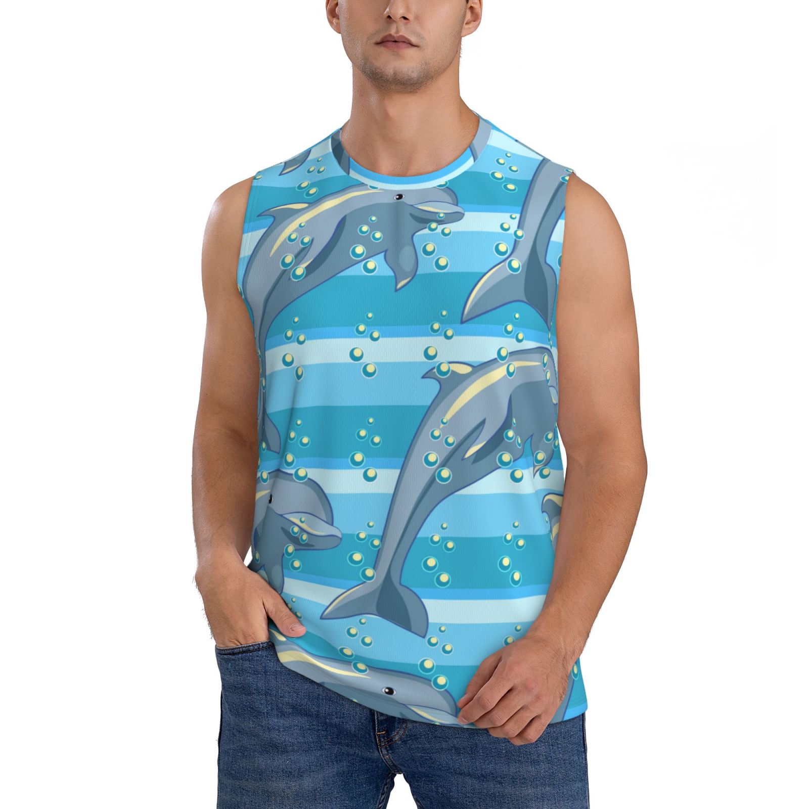 Coaee Dolphin Men's Sleeveless T-Shirt with Quick Dry for Fitness ...