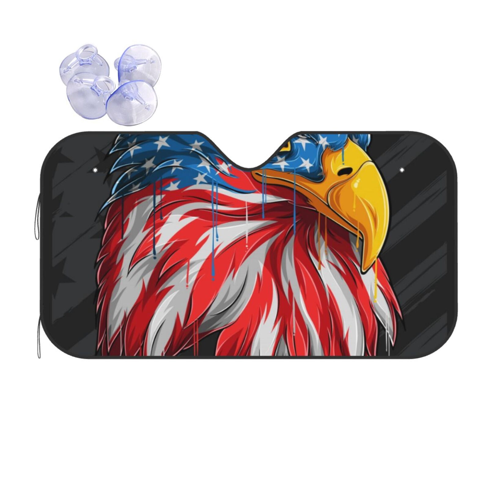 Autoamerics 1-Piece Windshield Sun Shade New American Eagle Flag Usa Patriotic Design Foldable Car Front Window Sunshade For Sedans Suv Truck Blocks Max Uv Rays And Keeps Your Vehicle Cool Medium