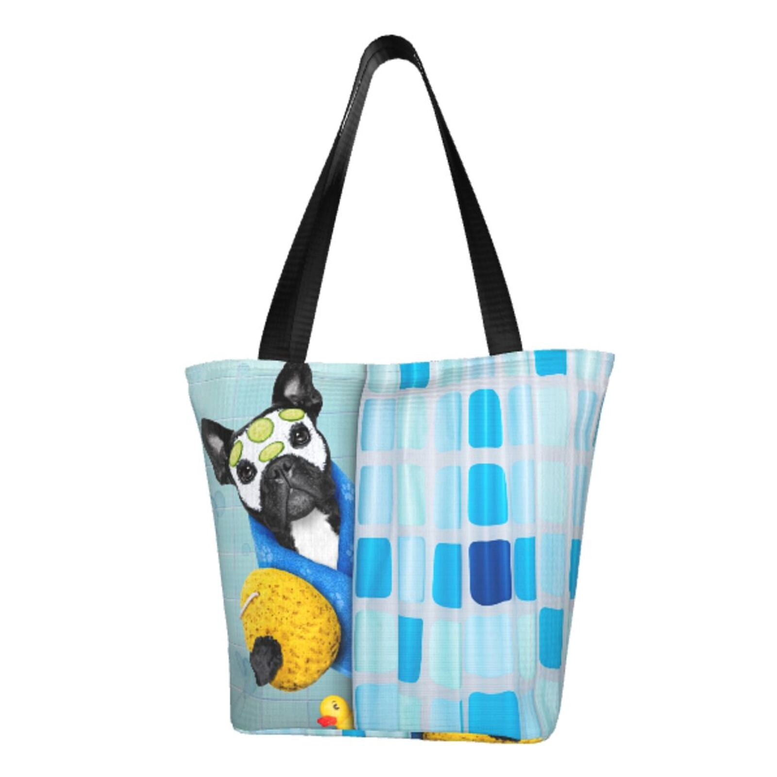 French Bulldog Beach Tote Bag - Natural Canvas, Reusable Shopping Bag, 2 Sizes, Durable & Washable - View #4