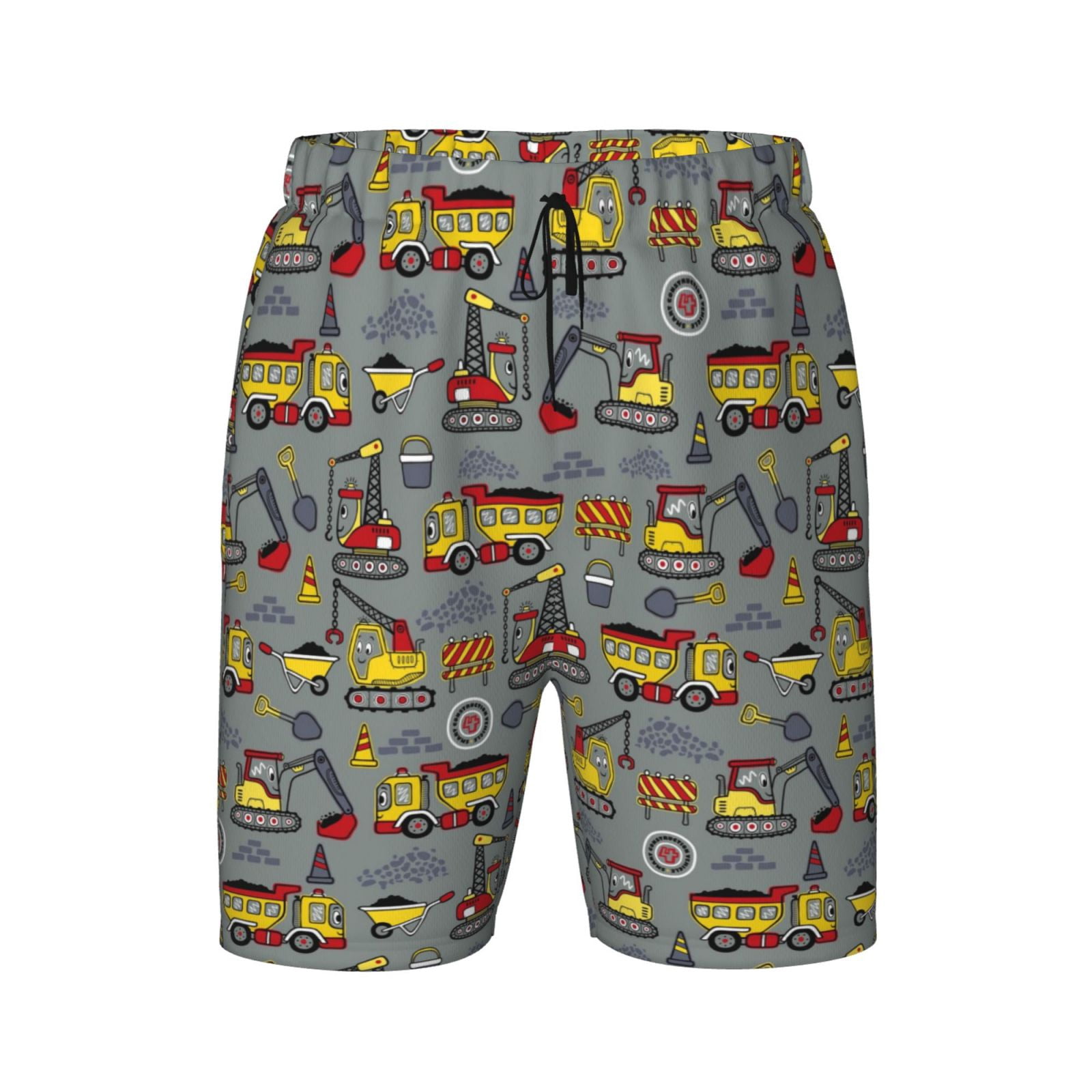 Coaee Funny Construction for Boys Swim Trunks Compression Liner Swim