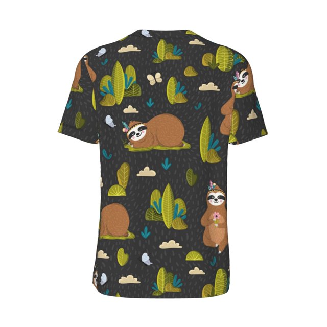 Coaee Funny Sloths In The Forest for Men's Baseball T-shirt Casual Short Sleeve Suitable for School Uniform, Party, Hip-Hop Performance, Sport - Small
