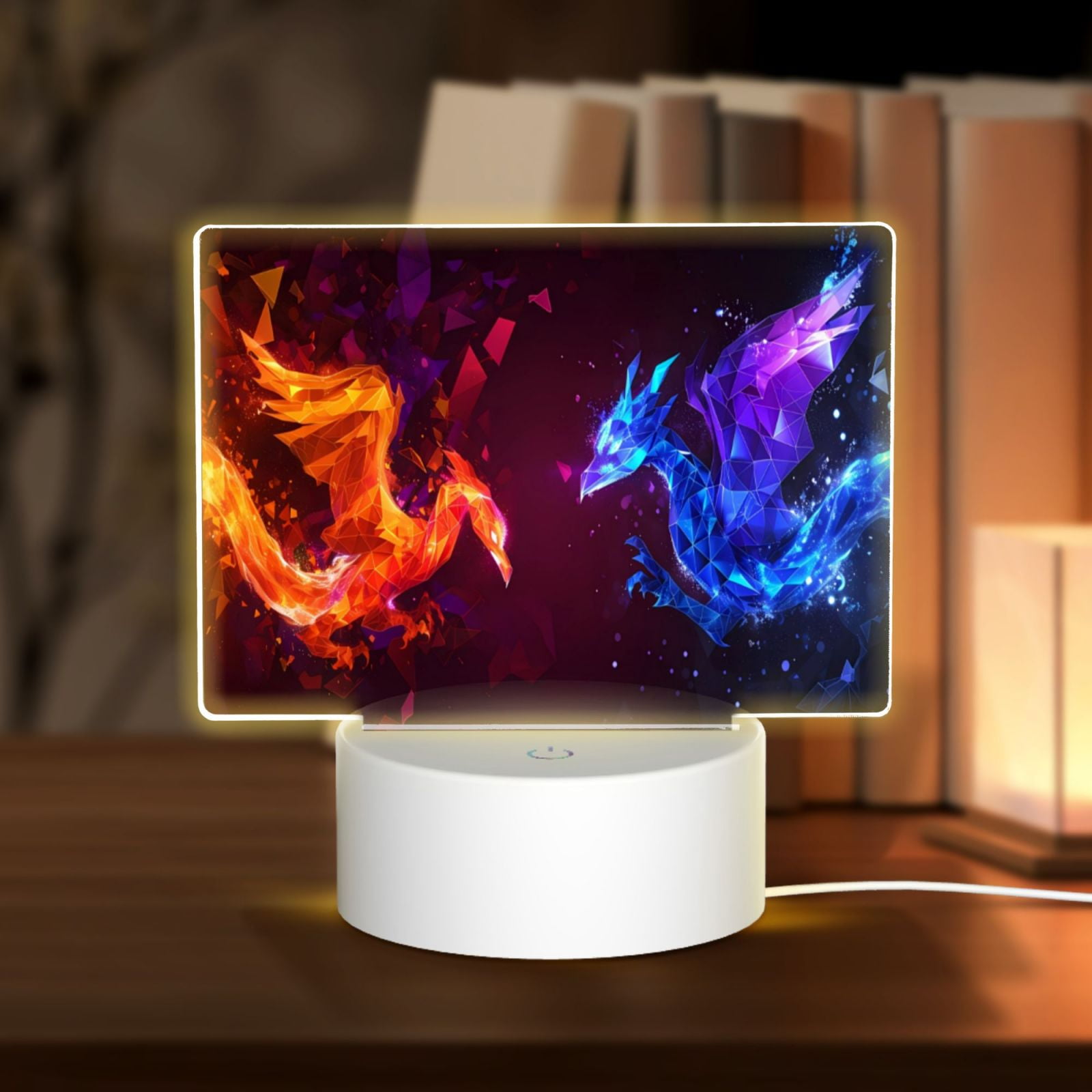 Coaee Futuristic Red And Blue Bird for Rectangular Acrylic LED Desk ...