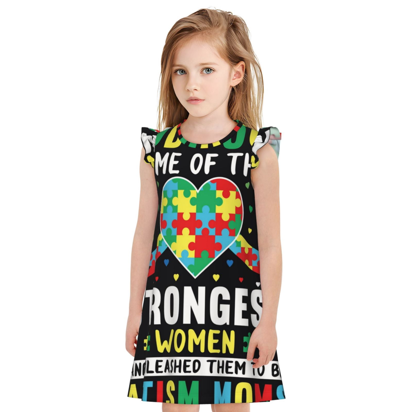 Pyjamas Autistic Images Coaee I Love With Autism for Printed Girls Nightgowns Short Sleeve ...