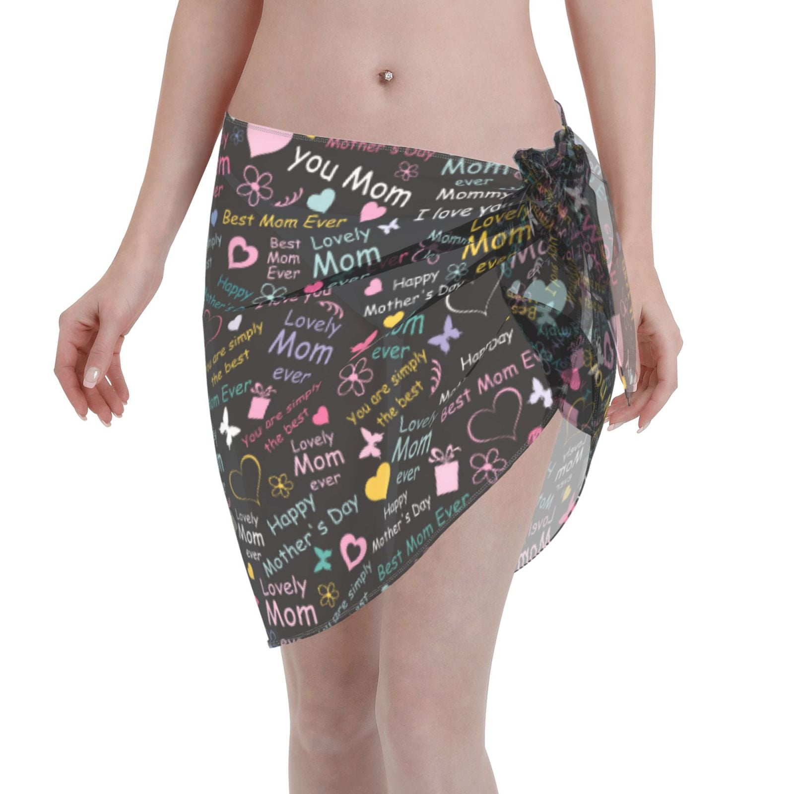 Coaee I love you Mom Women's Short Sarongs Beach Wrap Sheer Bikini ...
