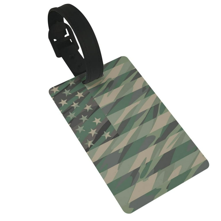 Coaee Jungle Green Camo USA Flag Luggage Tag Schoolbag Tag with Name ID Card Can Quickly Spot Luggage 3.4 x 2.1 inch