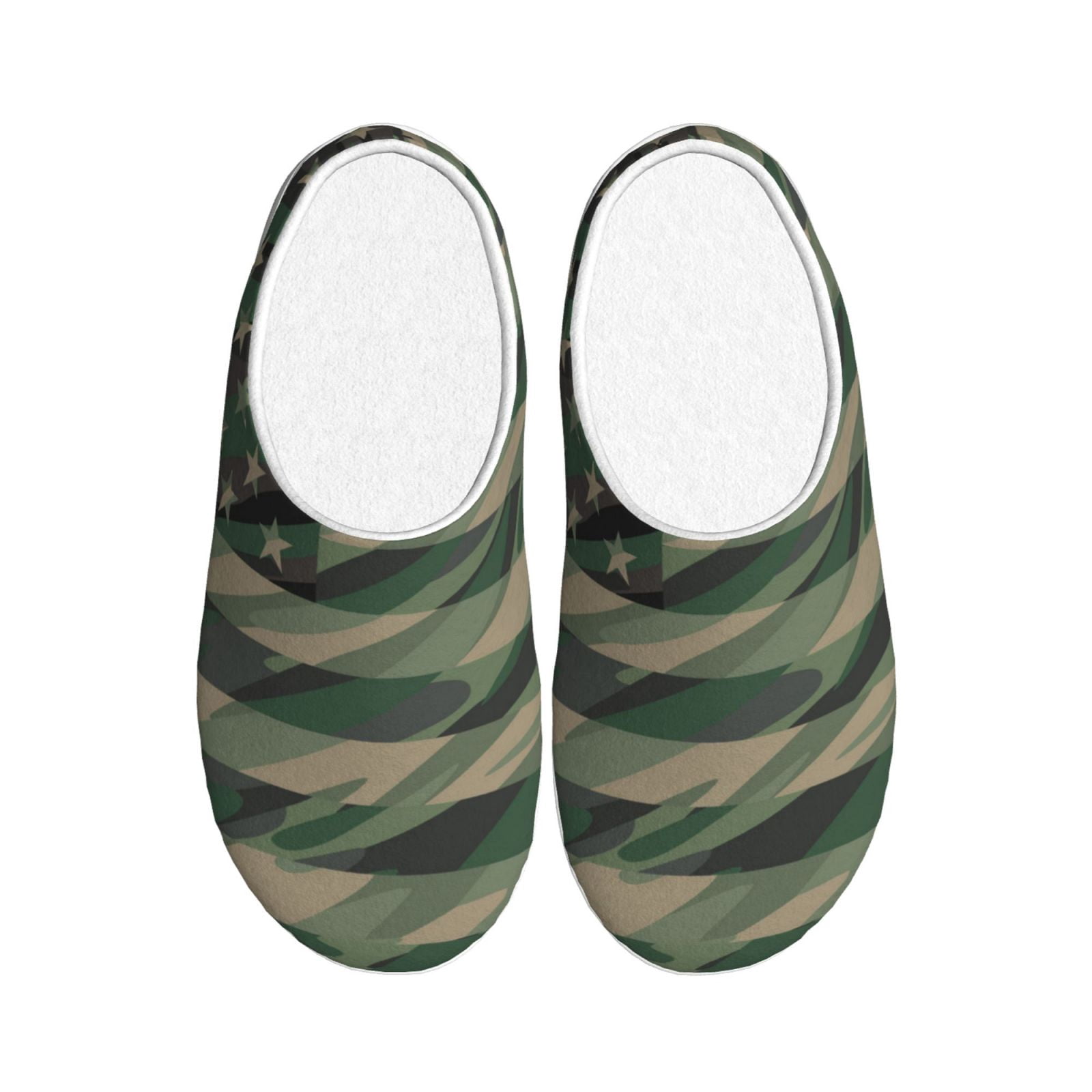 Coaee Jungle Green Camo USA Flag for Mens Slippers Indoor Slip On Shoes ...