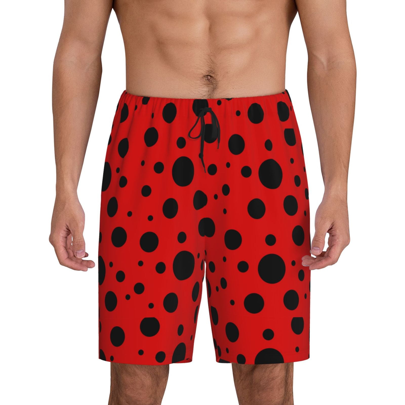 Coaee Ladybug Pattern Men's Pajama Pants, Pajama Boxer Shorts with ...