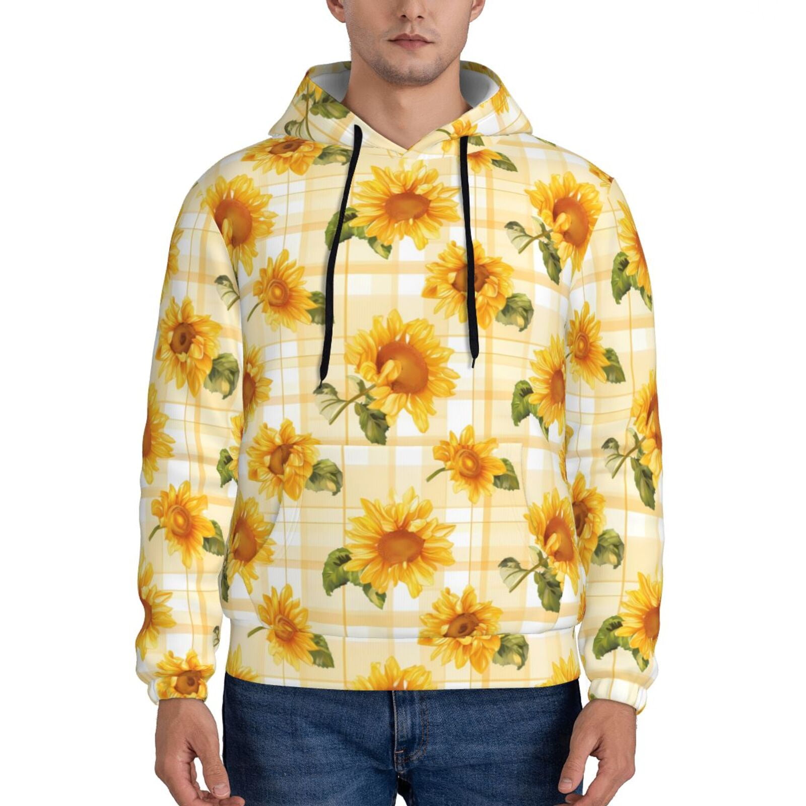 Coaee Light Yellow Plaid Sunflower for Adult Hoodie Pullover Sweatshirt ...