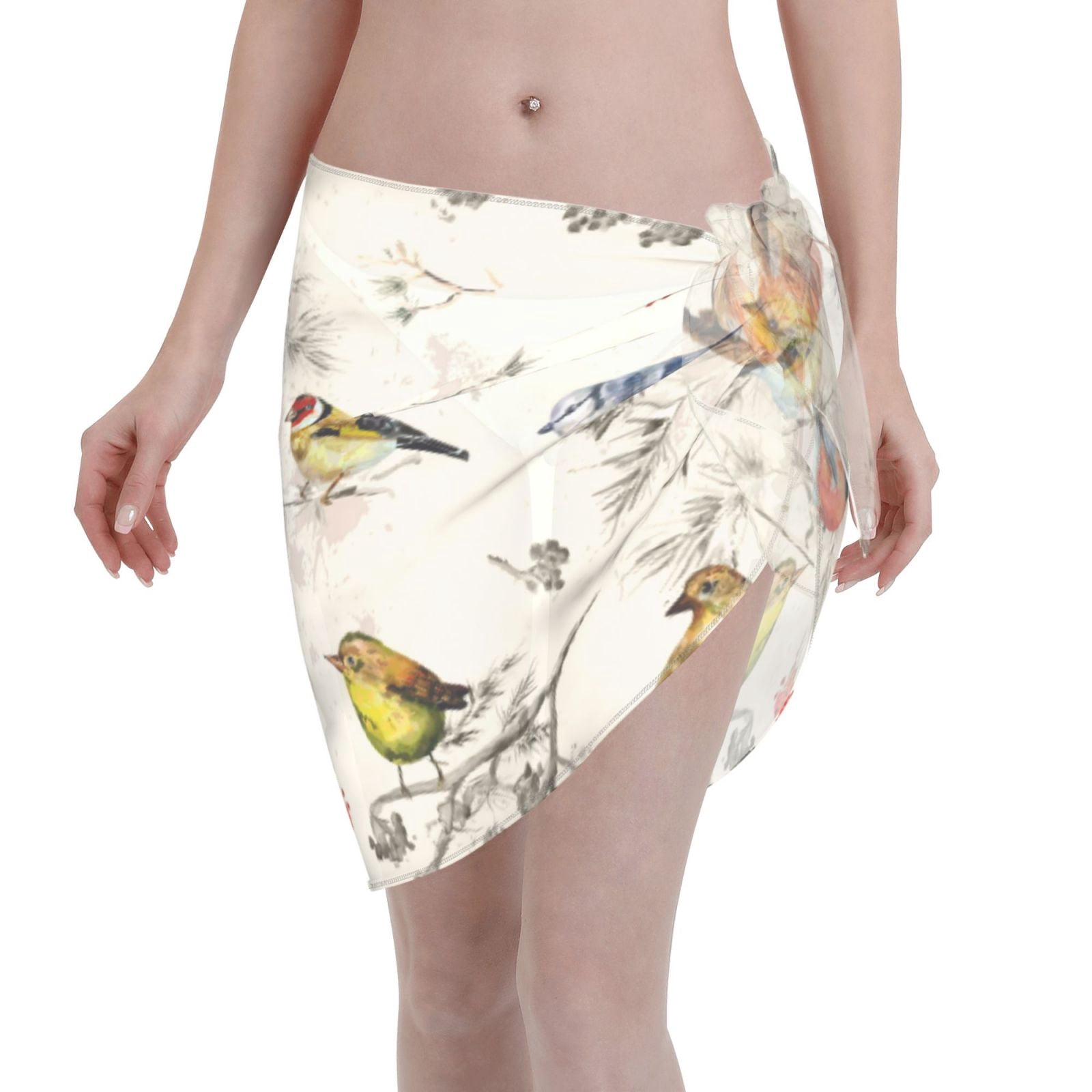 Coaee Little Birds Women's Short Sarongs Beach Wrap Sheer Bikini Wraps ...