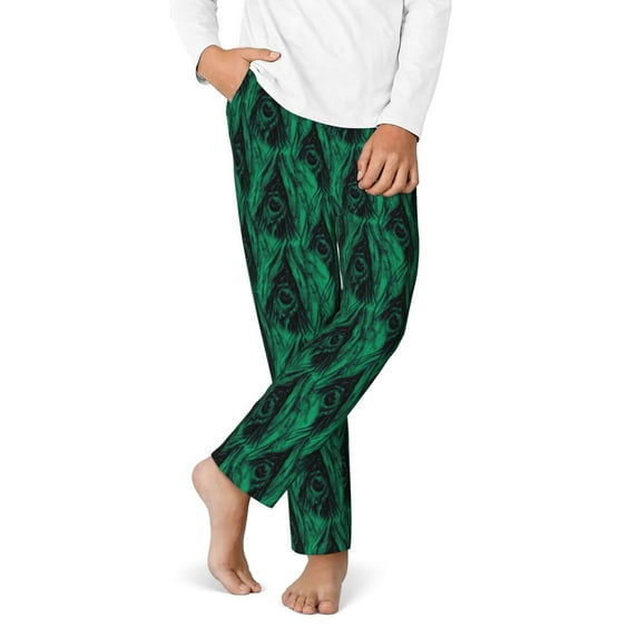 Coaee Mint Bird Feathers for Teen lounge pants Comfortable Lounge Long Pants with 2 Pockets-Small