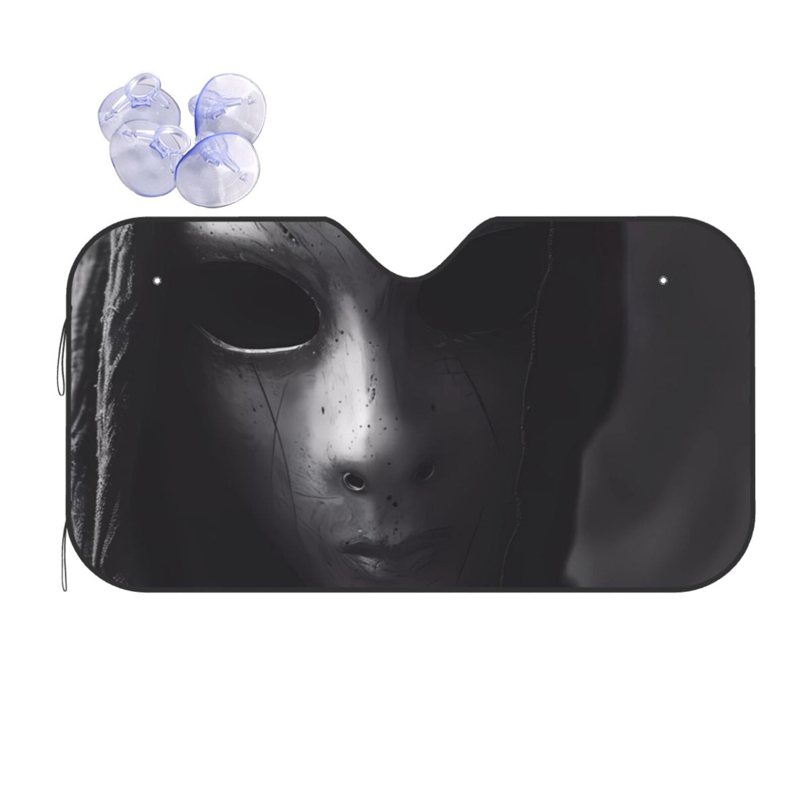 Coaee Mystical Masked Figure Monochrome Print Car Sunshade Windshield ...