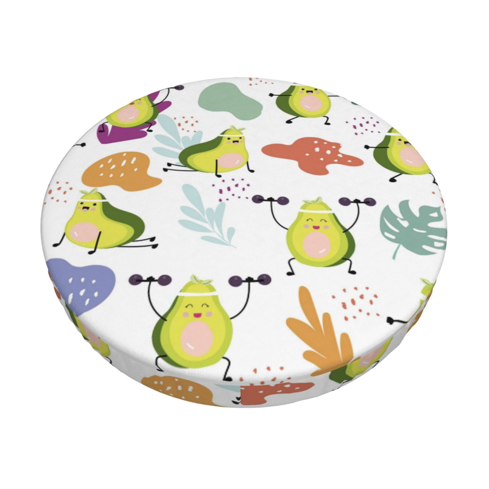 Coaee Orange Green Avocado Round Bar Stool Seat Covers Washable Stool ...