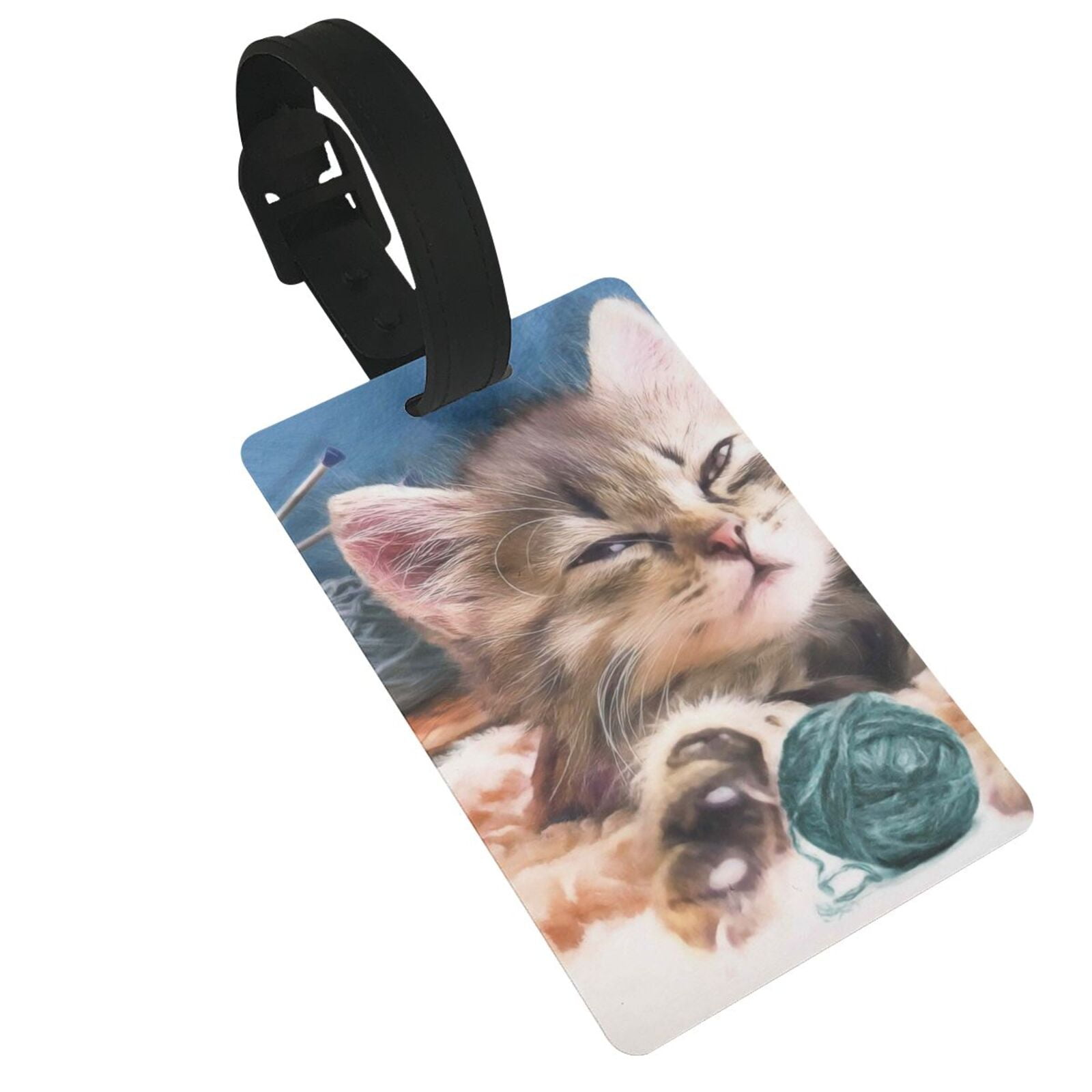 Coaee Playful Cat Luggage Tag Schoolbag Tag with Name ID Card Can ...
