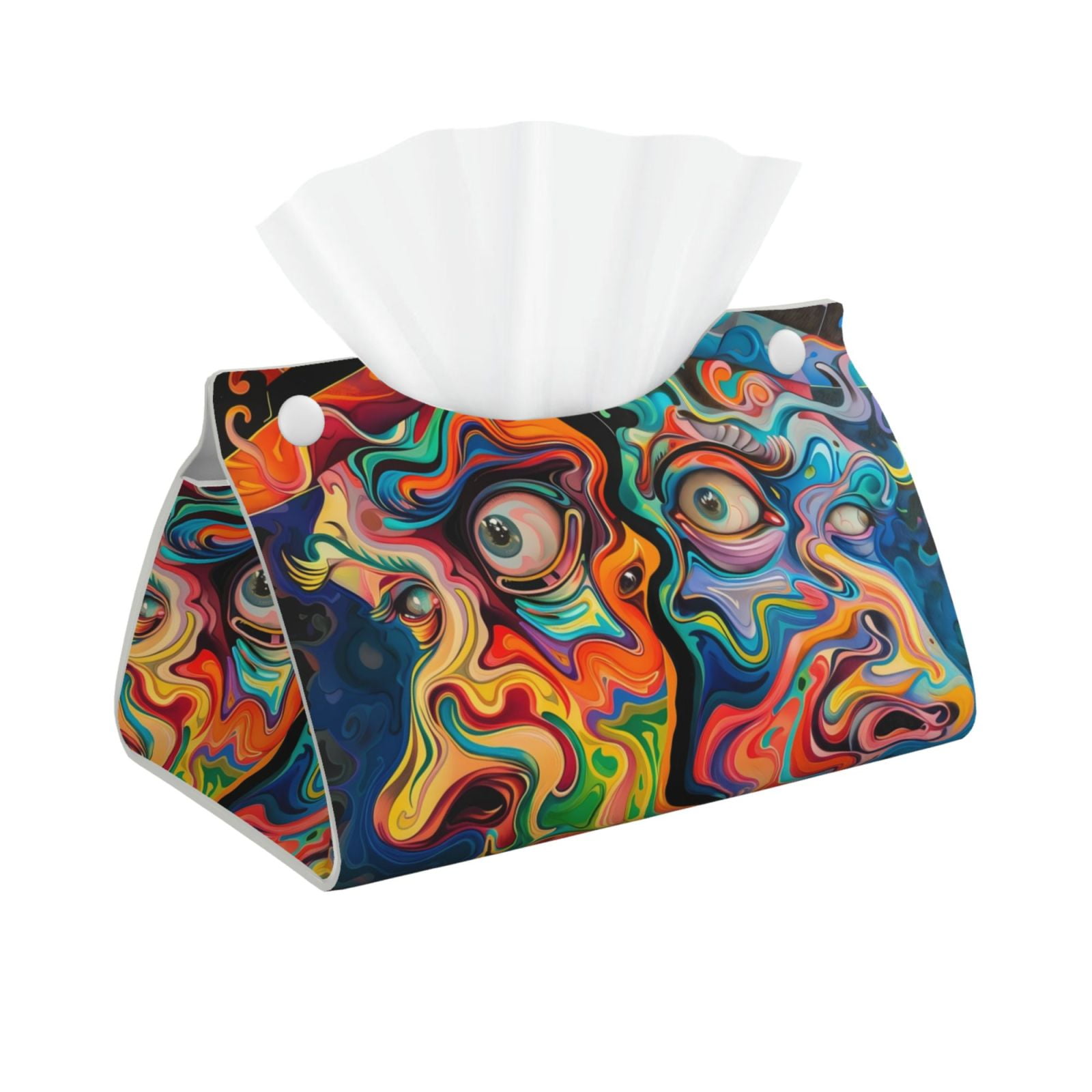 Coaee Psychedelic Faces Colorful for Large Tissue Box Cover Rectangular ...