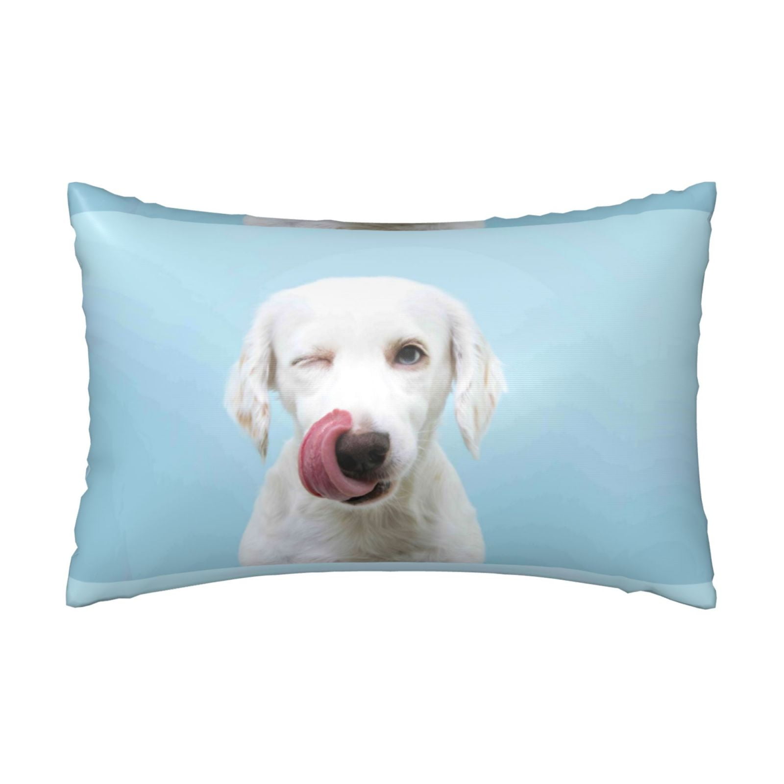 Coaee Puppy Licks Nose Pillowcase with Hidden Zipper, Queen Size Zippered Microfiber Pillow