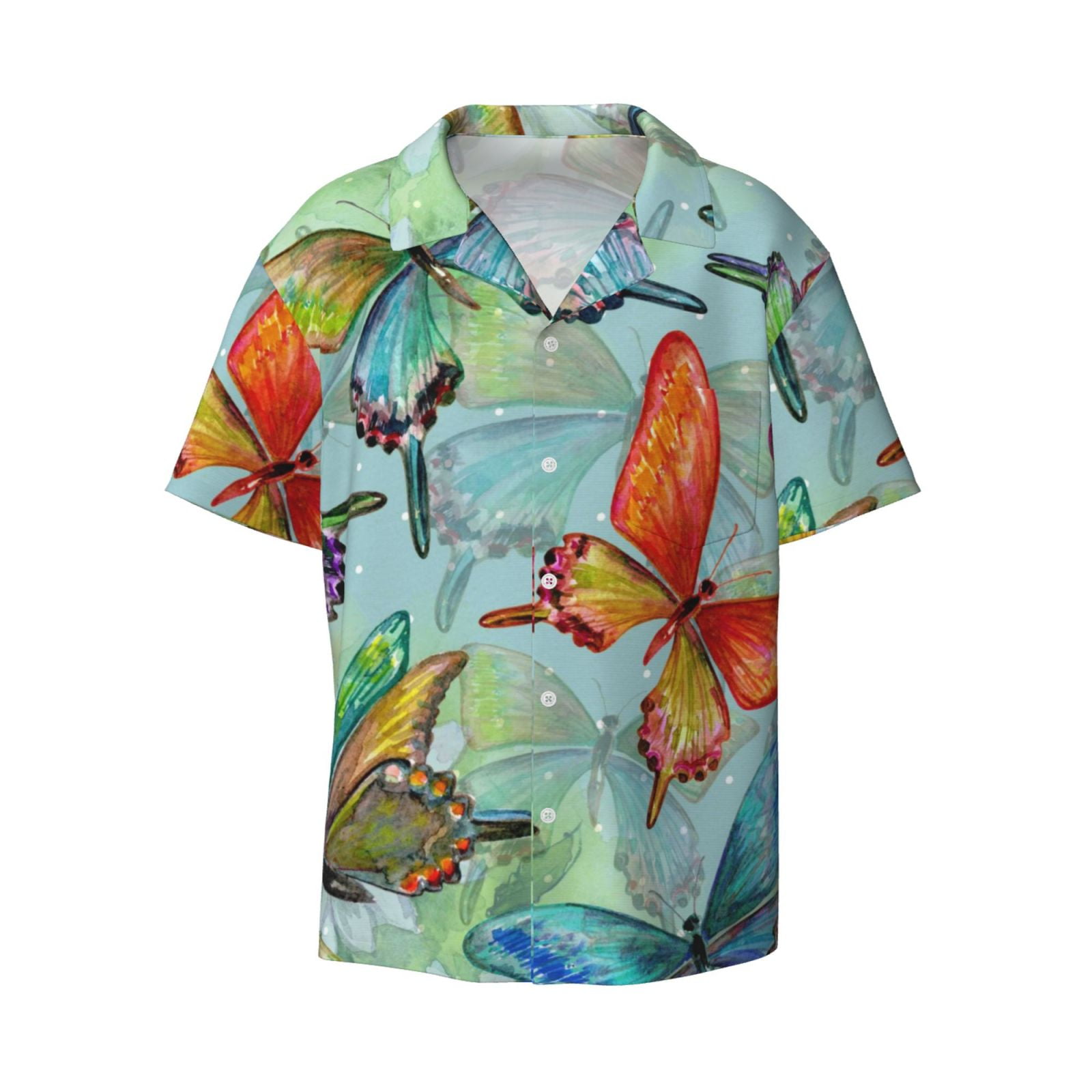 Coaee Retro Seamless Flying Butterflies Men's Casual Button Down Shirt ...