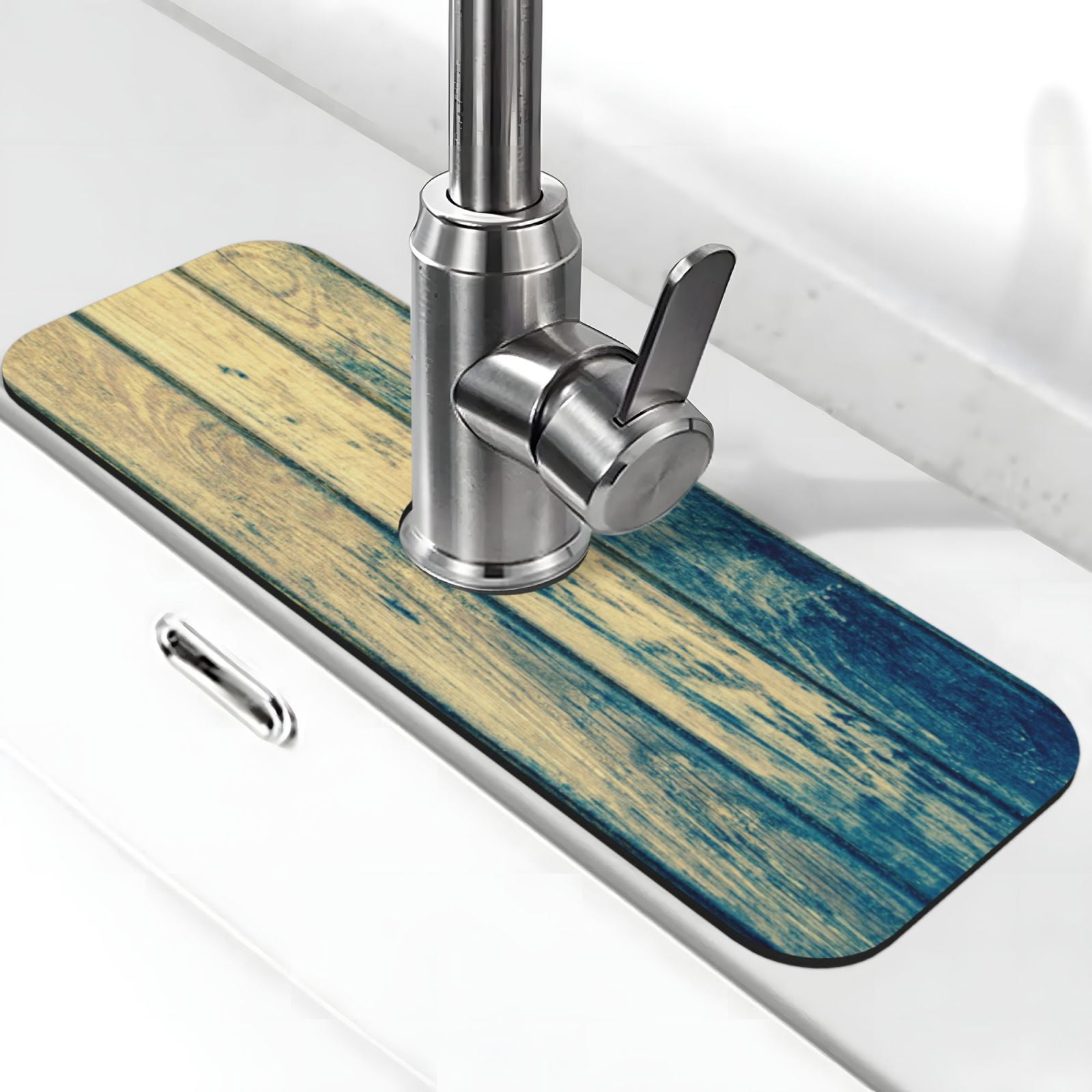 Curated visual reference: Visual Reference: Coaee Retro Wooden For Kitchen Sink Splash Guard Sink Faucet