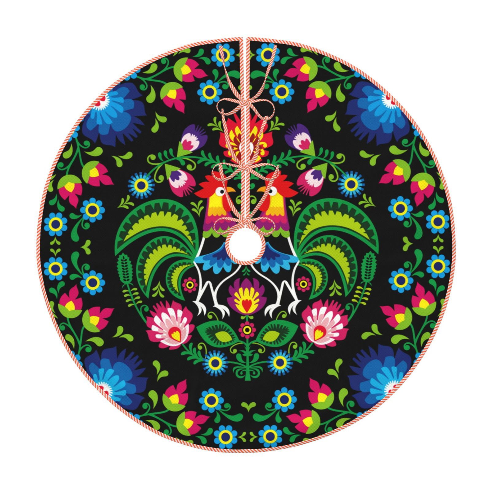 Coaee Roosters and Flowers for Christmas Tree Skirt for Xmas Tree, Soft