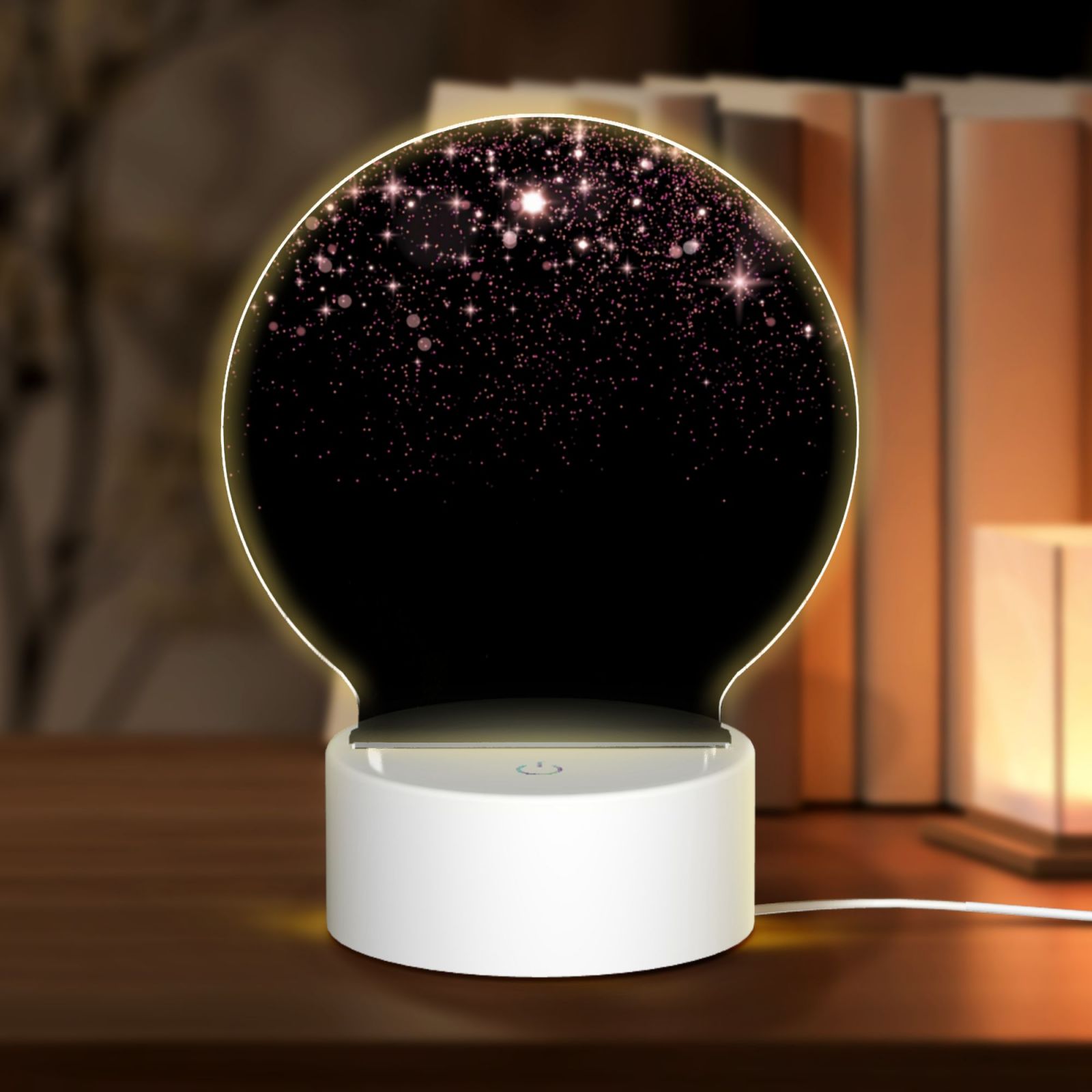 Coaee Sparkling Pink Night Sky for Round Acrylic LED Desk Lamp 3 Color ...