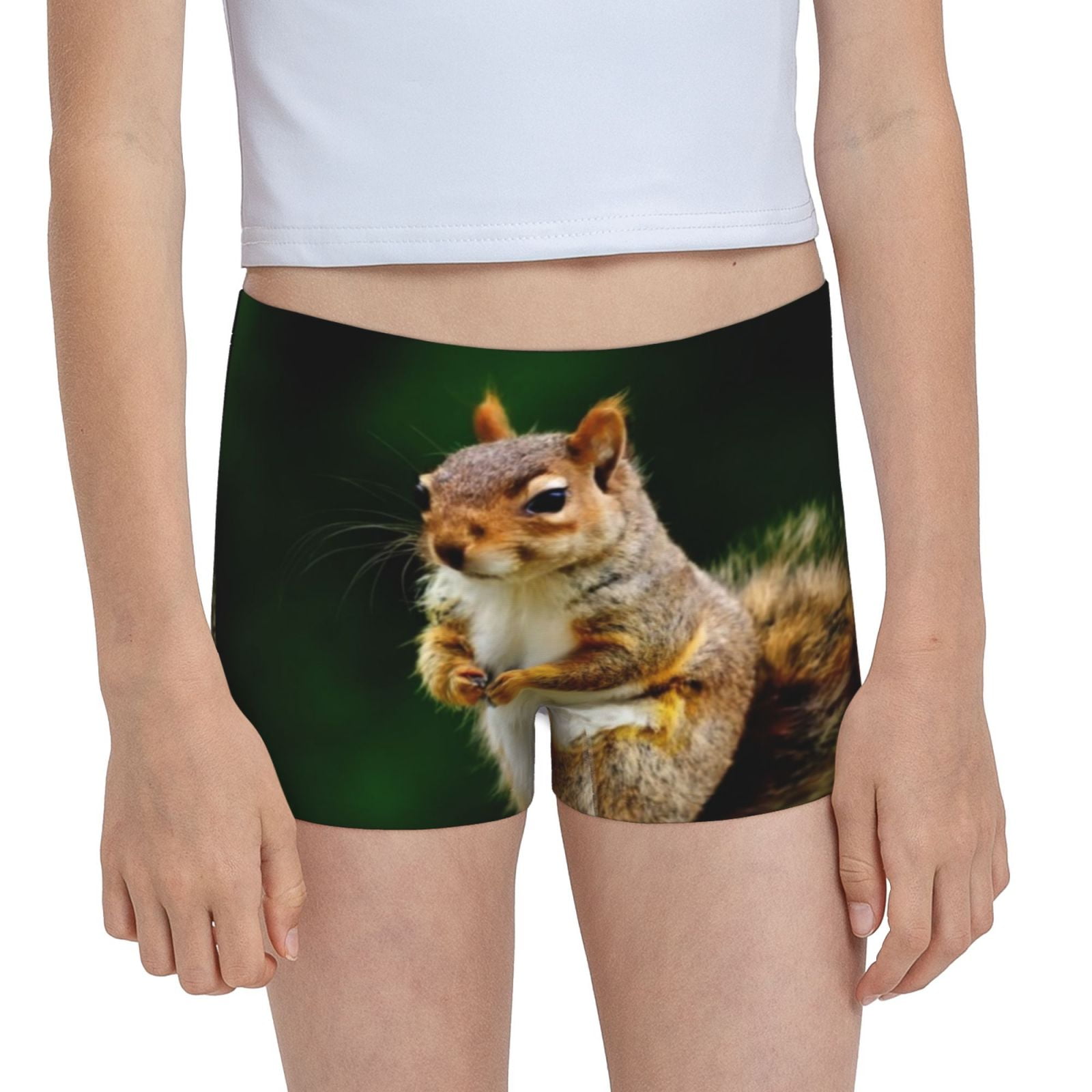 Coaee Squirrels Eating Peanuts On The Tree for Girl's Cotton Boxer