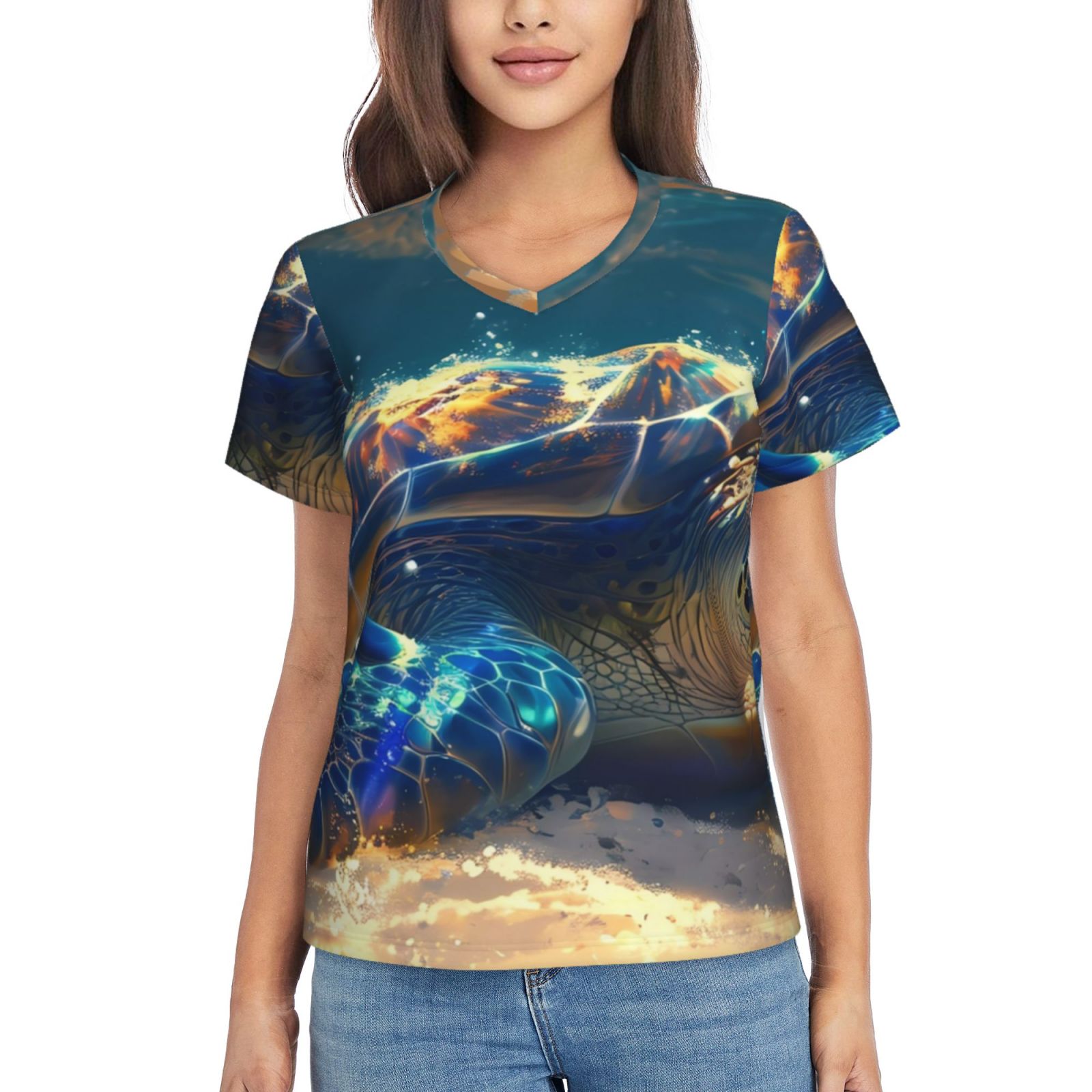 Coaee Sunshine Underwater Sand Turtle for Women's Classic Fit T Shirts ...