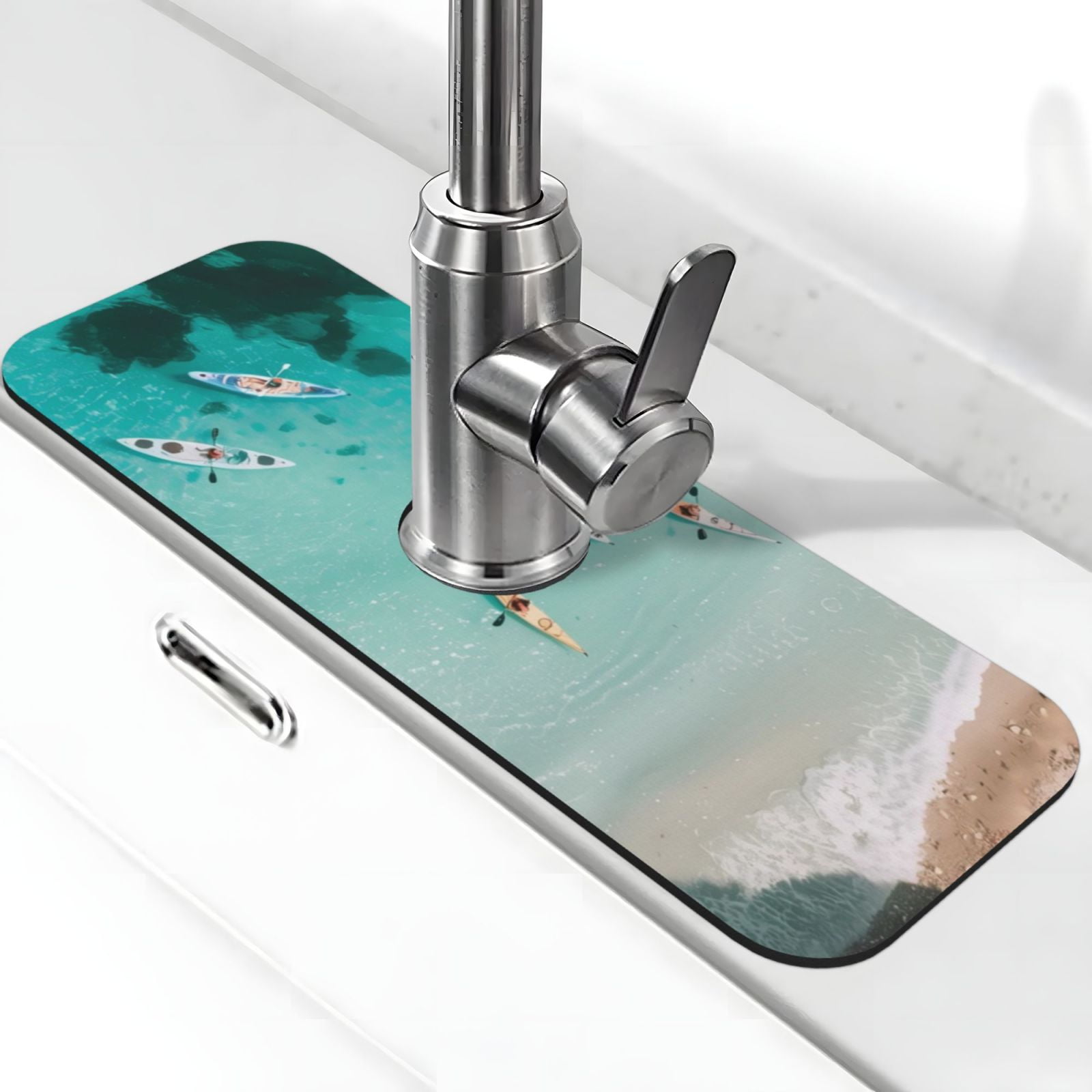 Coaee Turquoise Beach Kayaking for Kitchen Sink Splash Guard Sink