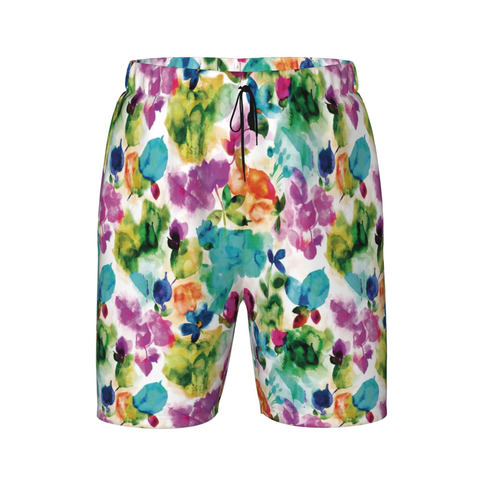 Coaee Watercolor Flowers for Boys Swim Trunks Compression Liner Swim