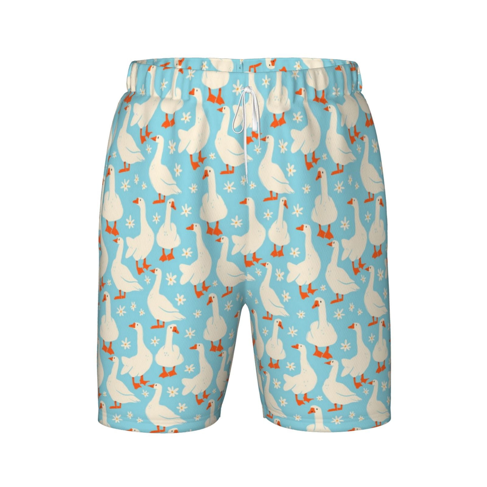 Coaee White Geese and Flower for Boys Swim Trunks Compression Liner ...