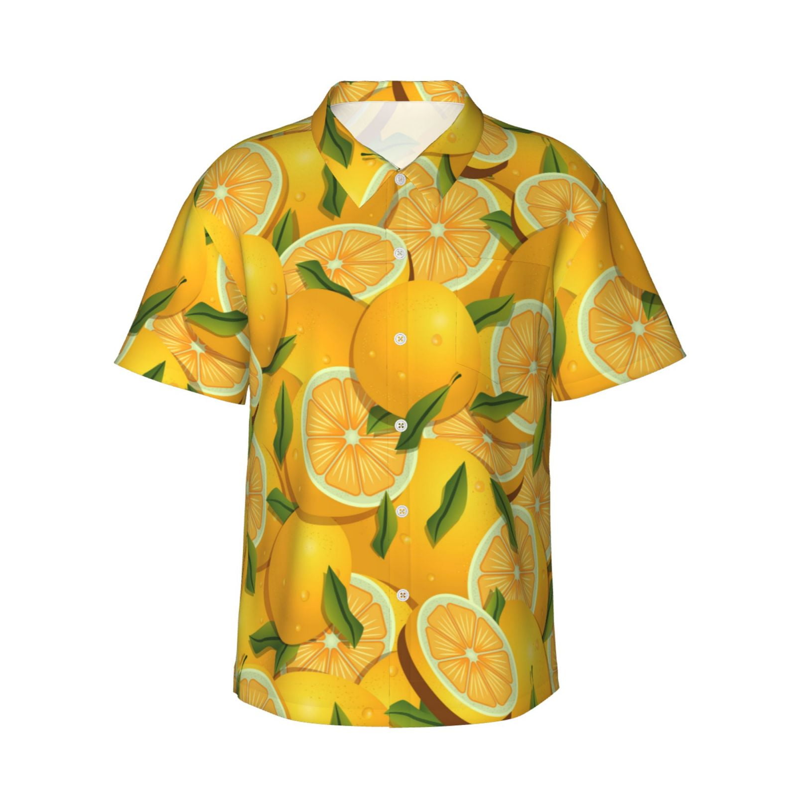 Coaee Yellow Limes Men's Hawaiian Shirt Summer Beach Casual Short ...