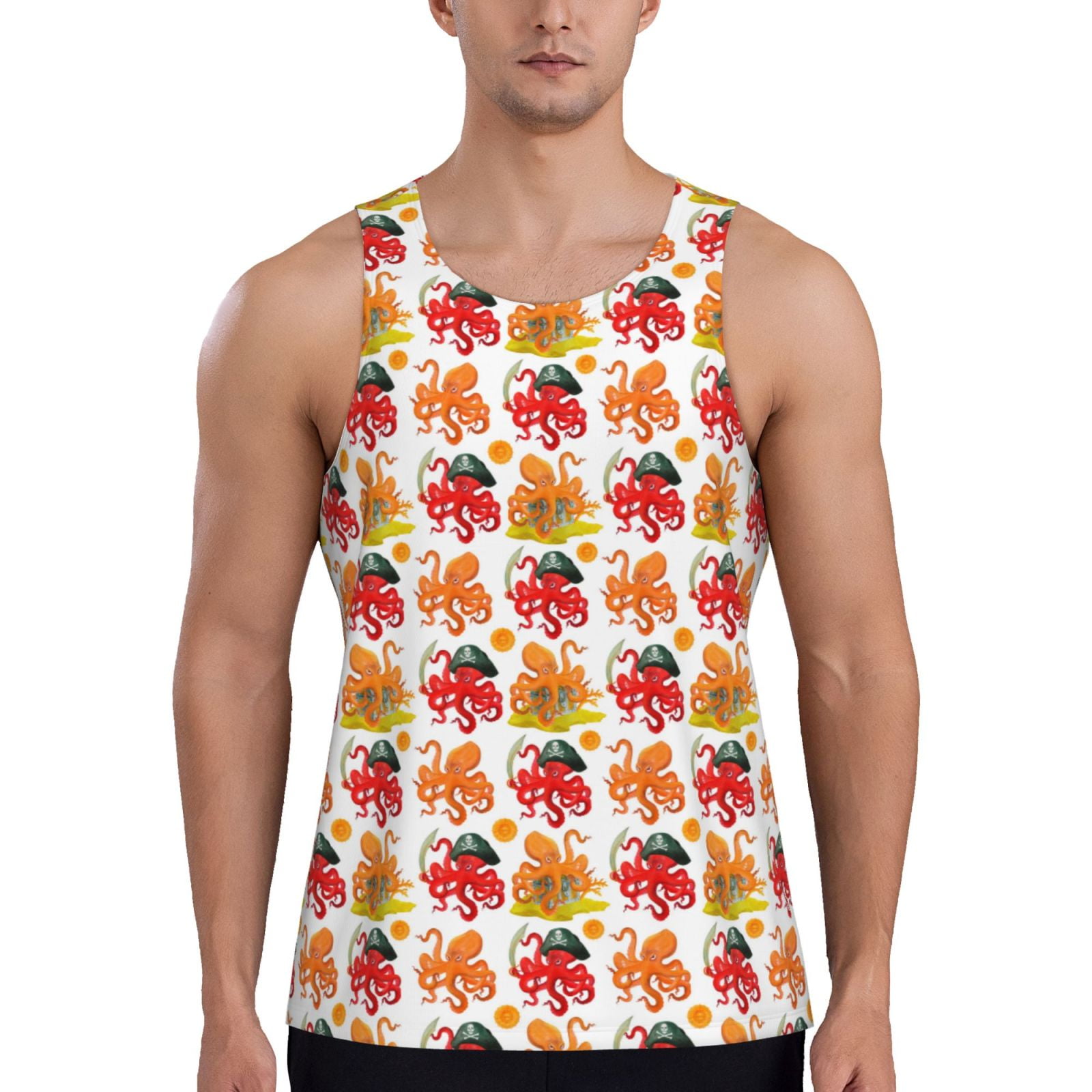 Octupus Workout Coaee pirate Octopus for Men's Workout Tank Top, Men's Tank Top ...