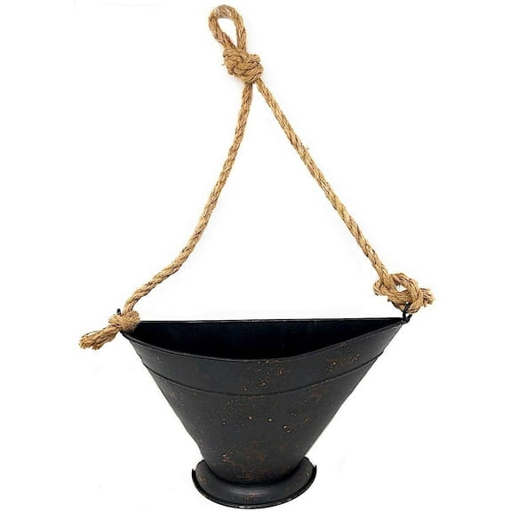 Coal Ash Bucket Hanging Decorative Rustic Metal Plants Greens Christmas Holiday Ornament Indoor Outdoor