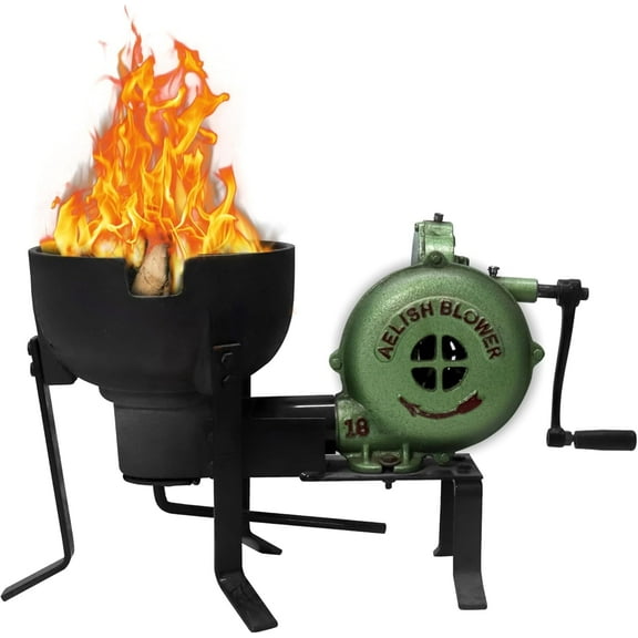 Simond Store -Blacksmithing Coal Forge Furnace with Hand Blower for Knife Making Forging Farriers Tools and Equipment Vintage Style Coal Forge with Pedal Type Handle
