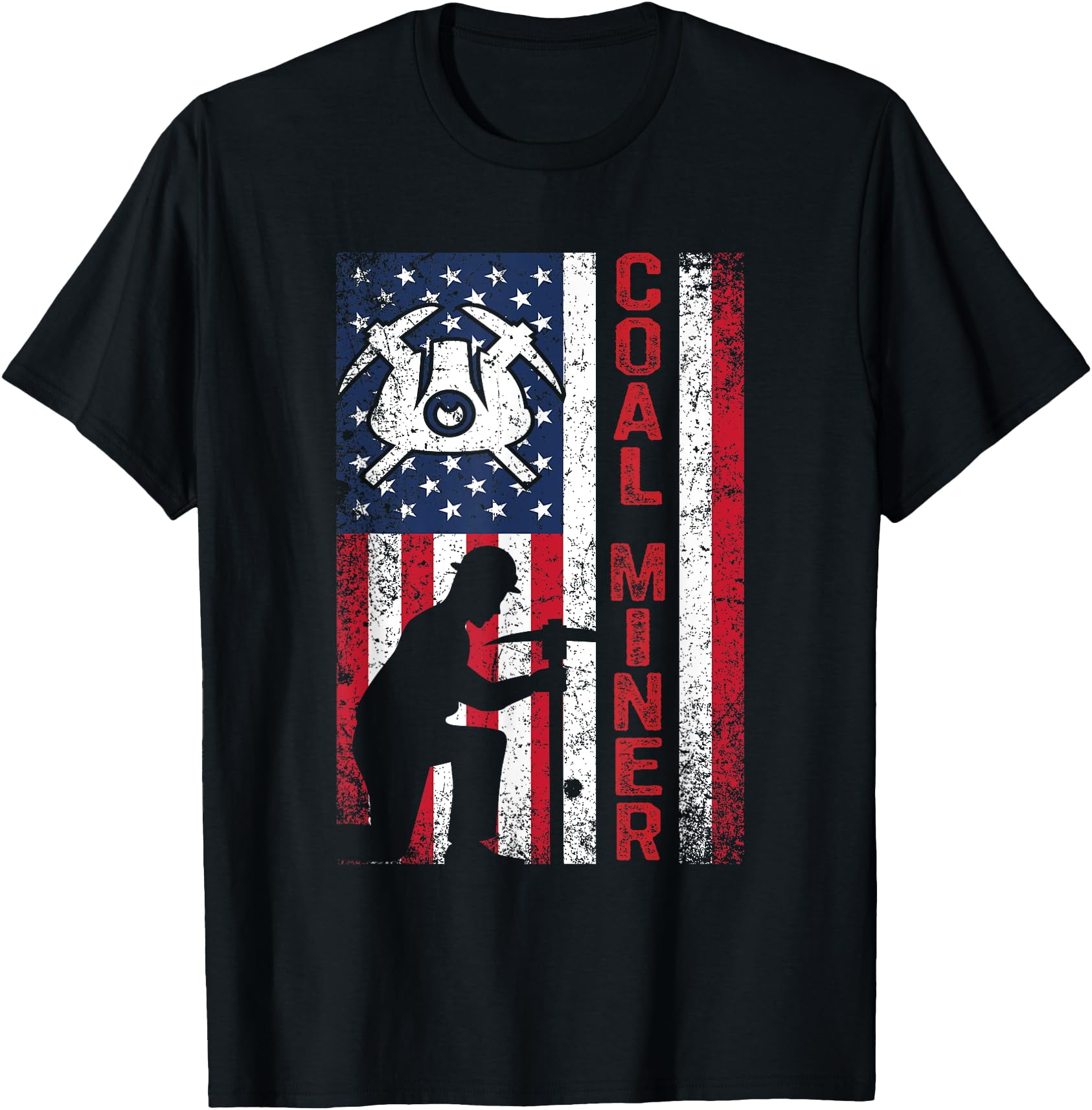 Coal Miner Skull American Flag USA Patriotic T-Shirt,Lime Color,Size S ...