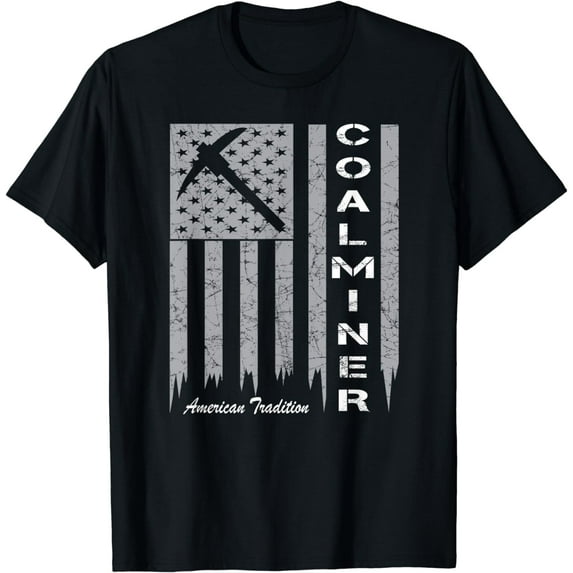Coal Miner T-Shirt with American Flag for Proud Coal Miners