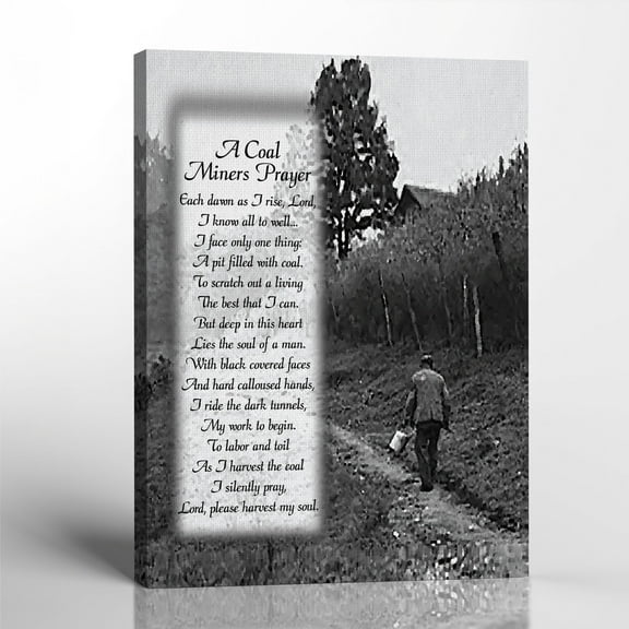 Coal Miners Prayer Canvas Print, Coal Miner Gifts for Men, Mining Cave Decor, Coal Miner Frame, Photo Gifts, 11x14